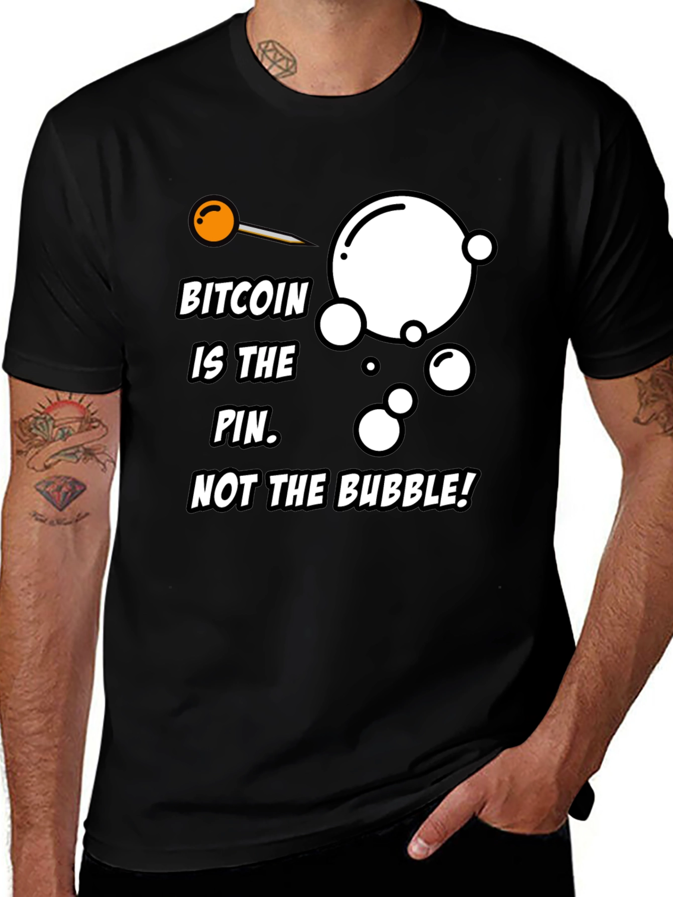 Variant 6 of Bitcoin Pin Bubble Graphic T-Shirt