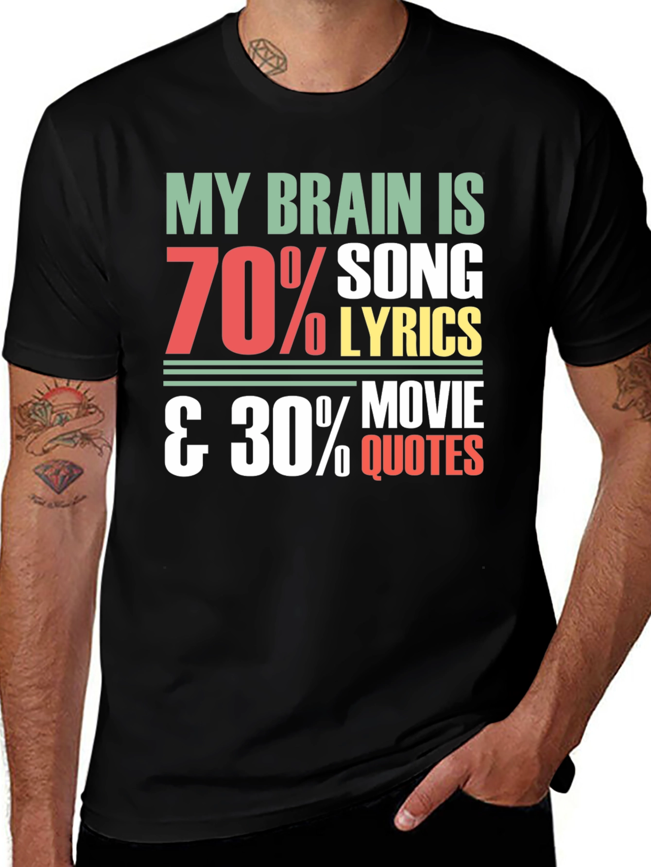 Variant 23 of My Brain Is 70% Song Lyrics & 30% Movie Quotes T-Shirt