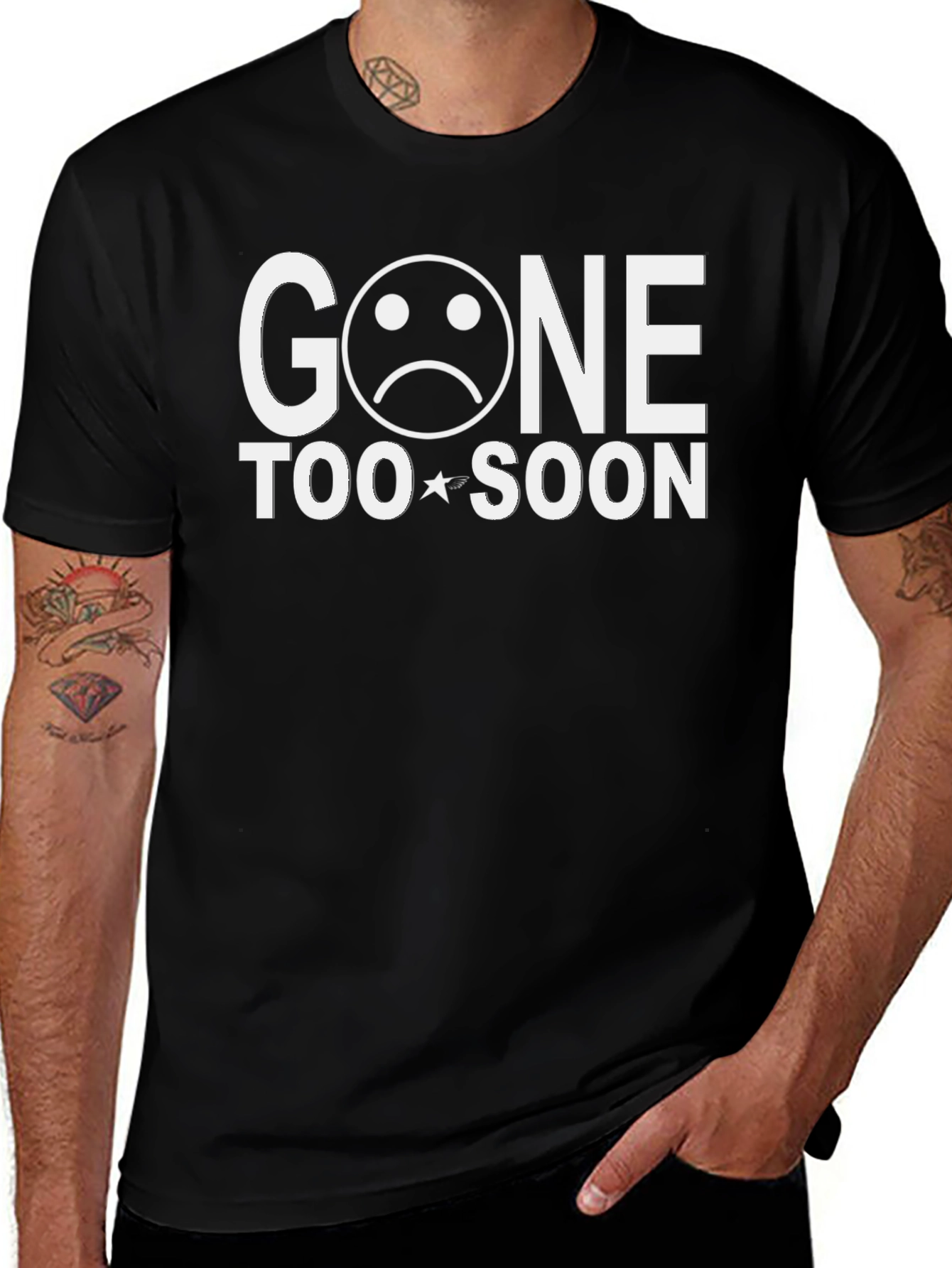 Variant 17 of Gone Too Soon Graphic Tee - Black Cotton Comfort