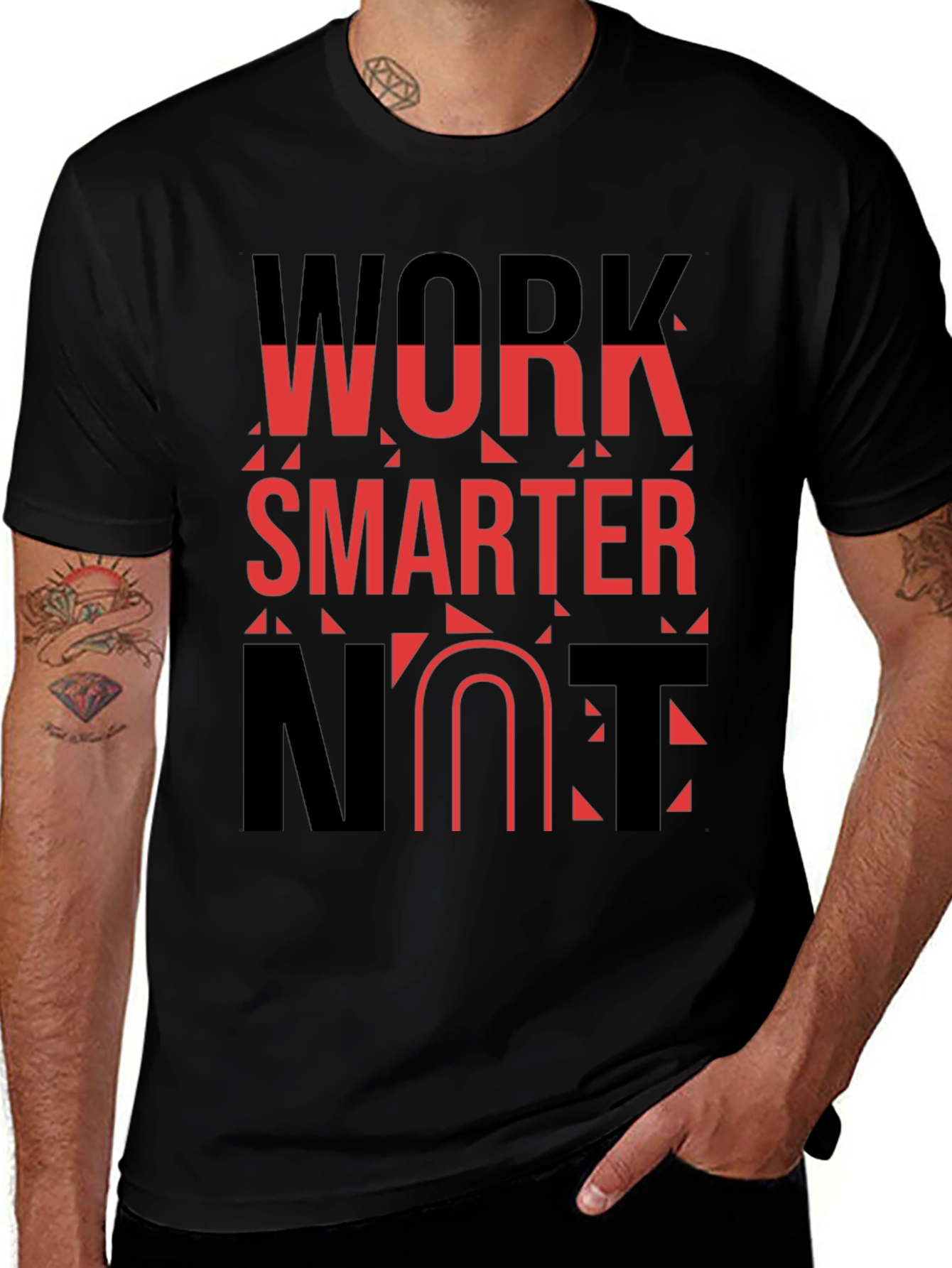 Variant 18 of Work Smarter Black Graphic Tee