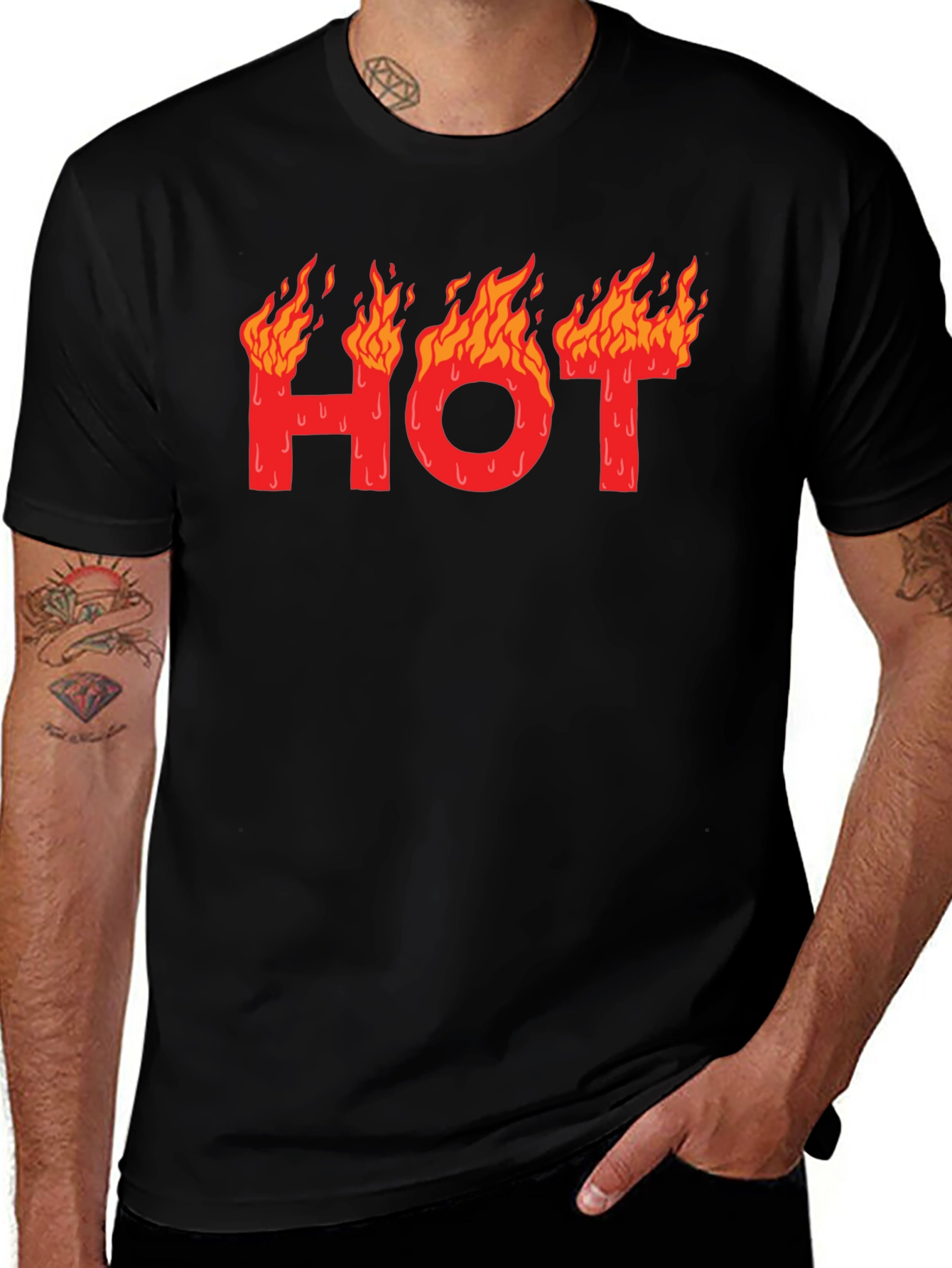 Variant 8 of Hot Graphic T-Shirt - Black Cotton Tee