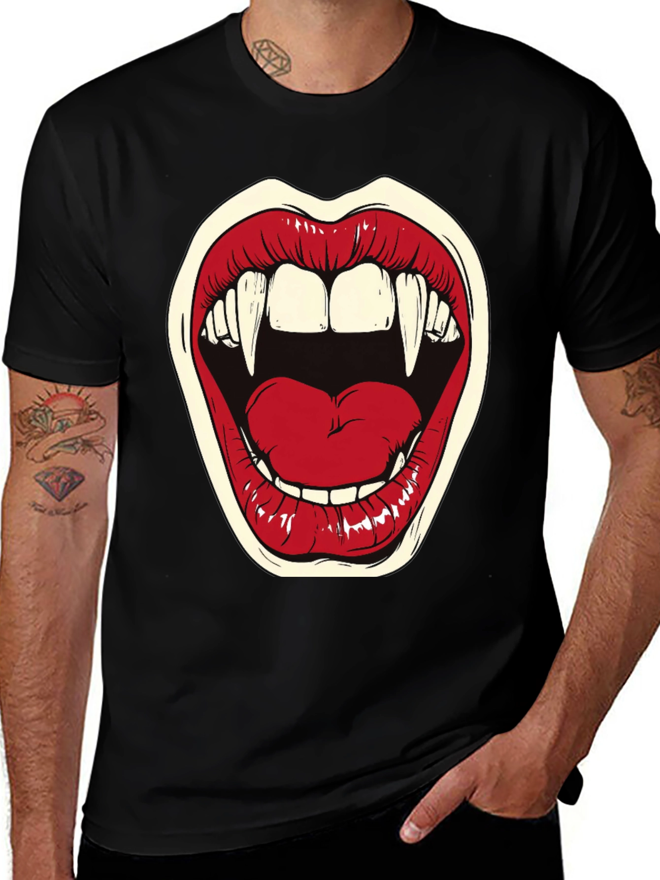 Variant 16 of Vampire Mouth Graphic Tee - Halloween Shirt