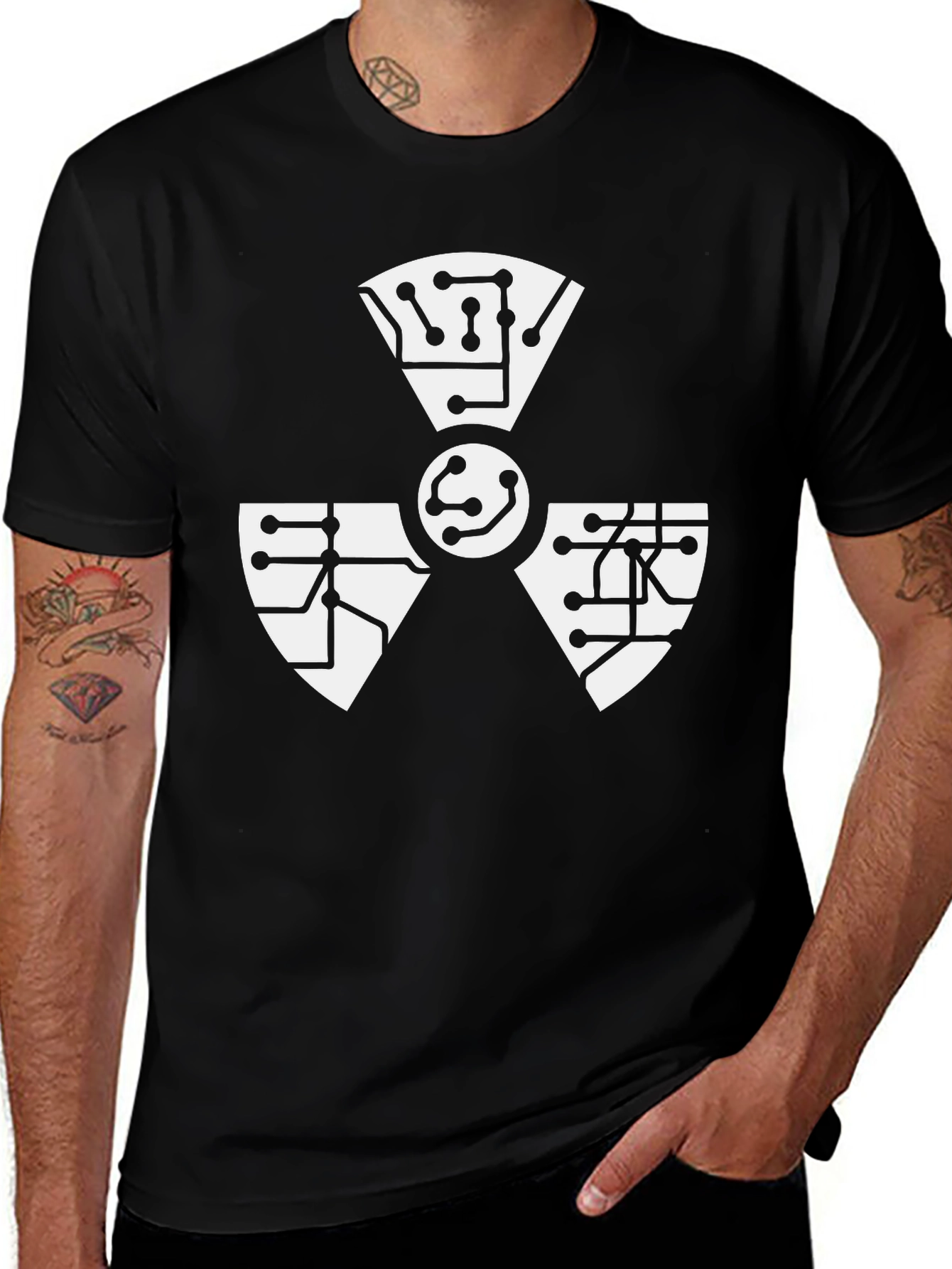 Tech Hazard Symbol T-Shirt - Black Cotton Blend