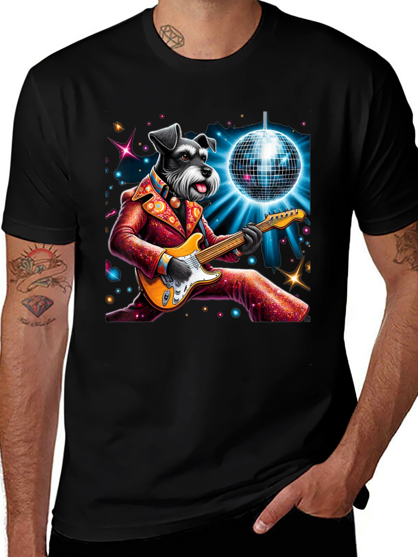 Variant 5 of Disco Dog Guitar T-Shirt