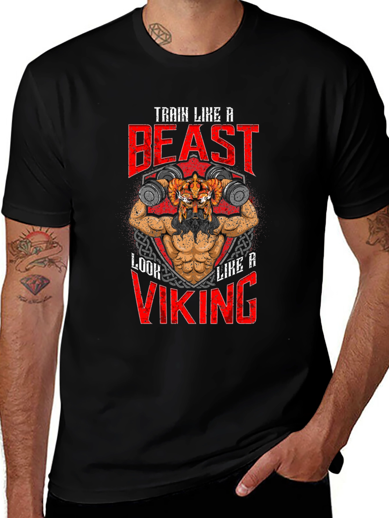 Train Like a Beast Viking Black Graphic Tee