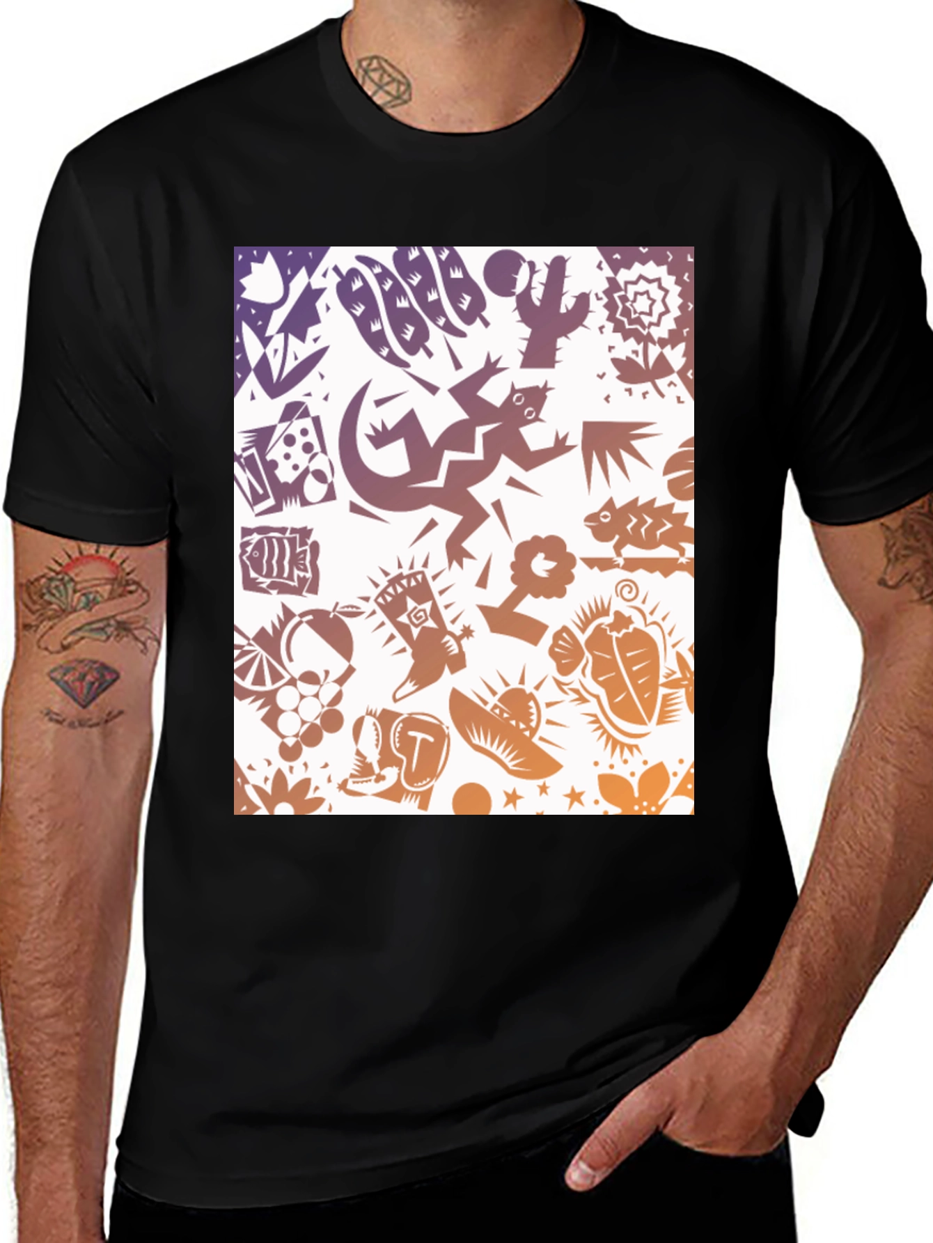 Variant 28 of Black T-Shirt with Southwestern Graphic Print