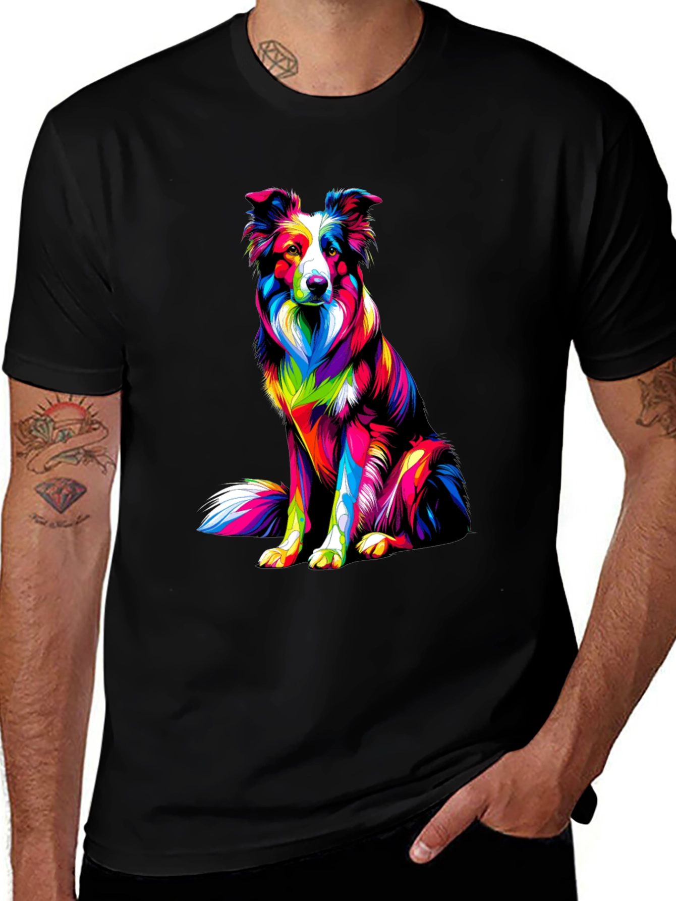Variant 19 of Colorful Dog Graphic Tee - Border Collie T-Shirt