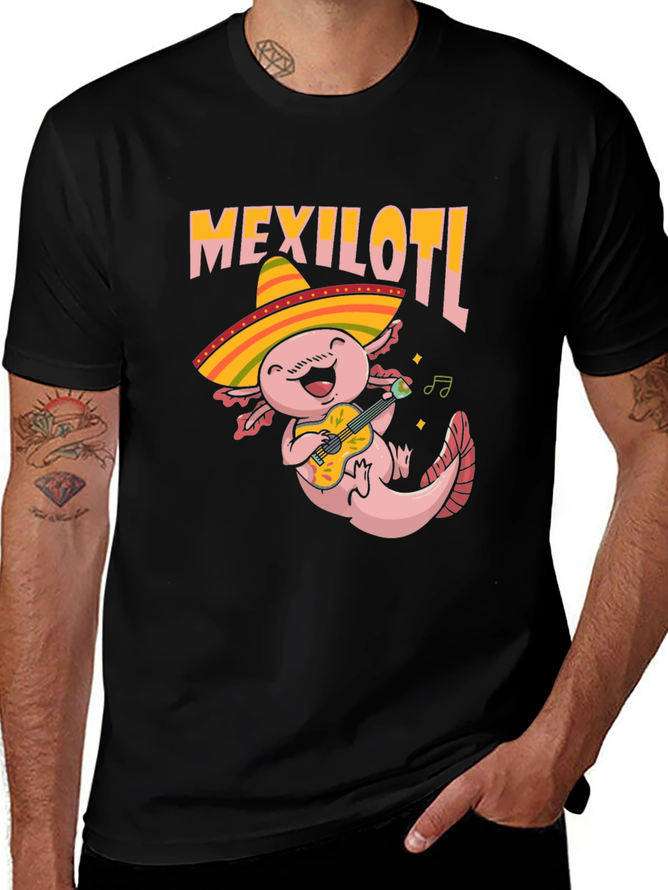 Variant 26 of Mexilotl Axolotl Guitar T-Shirt