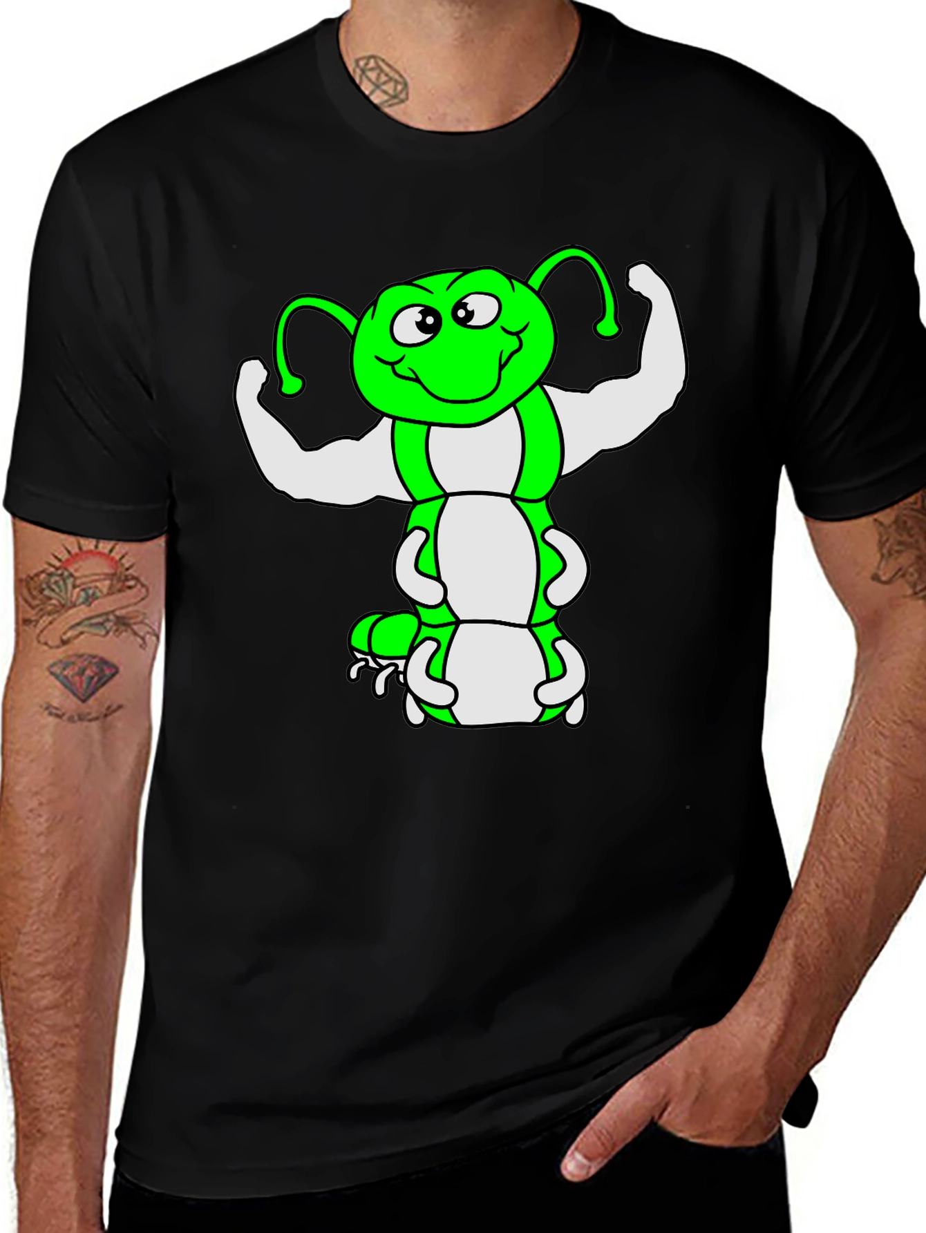 Variant 15 of Funny Muscled Caterpillar Graphic T-Shirt