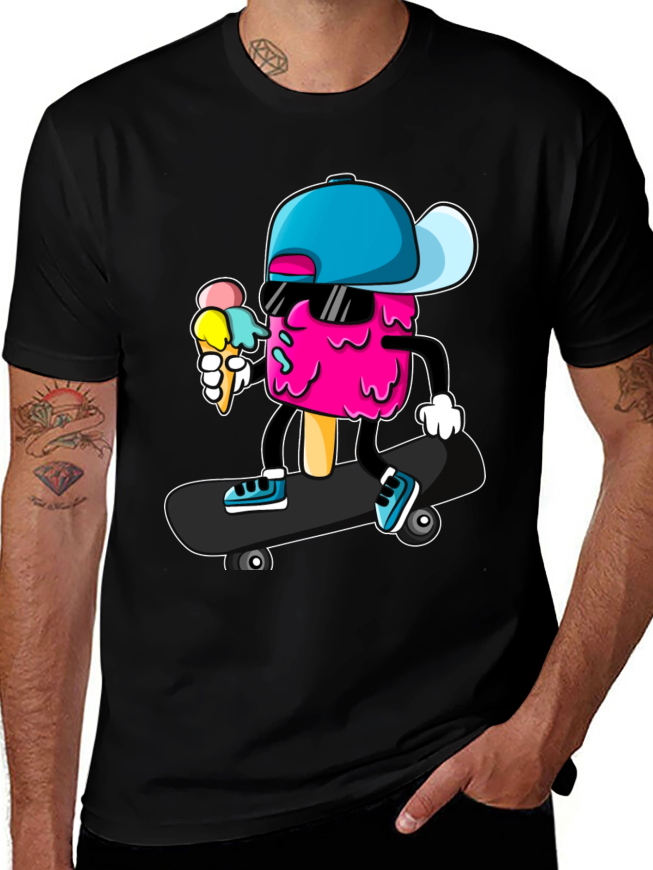 Variant 16 of Cool Ice Cream Skateboarder Graphic Tee