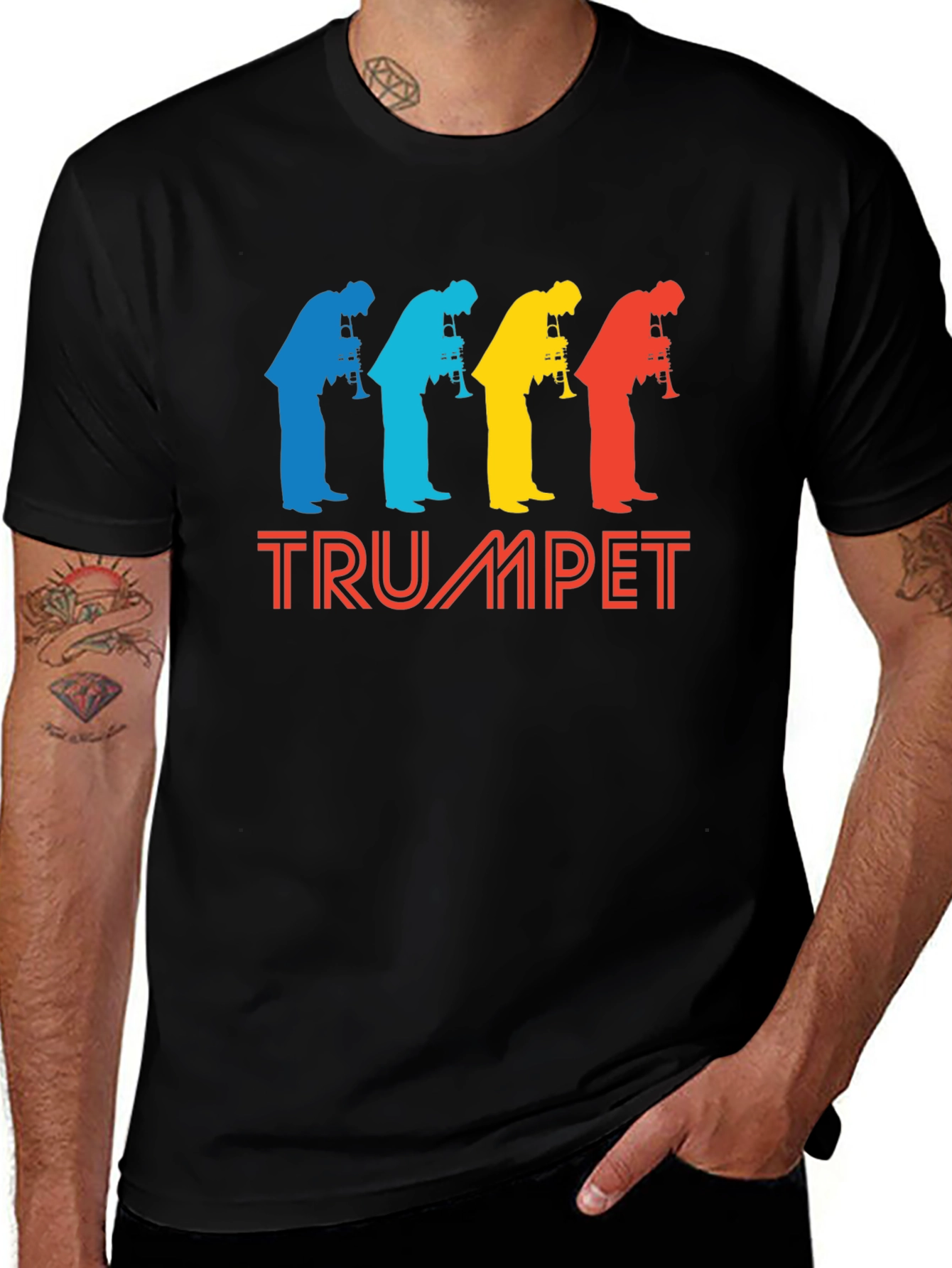 Variant 17 of Retro Trumpet Player Graphic Tee - Musician's Style!