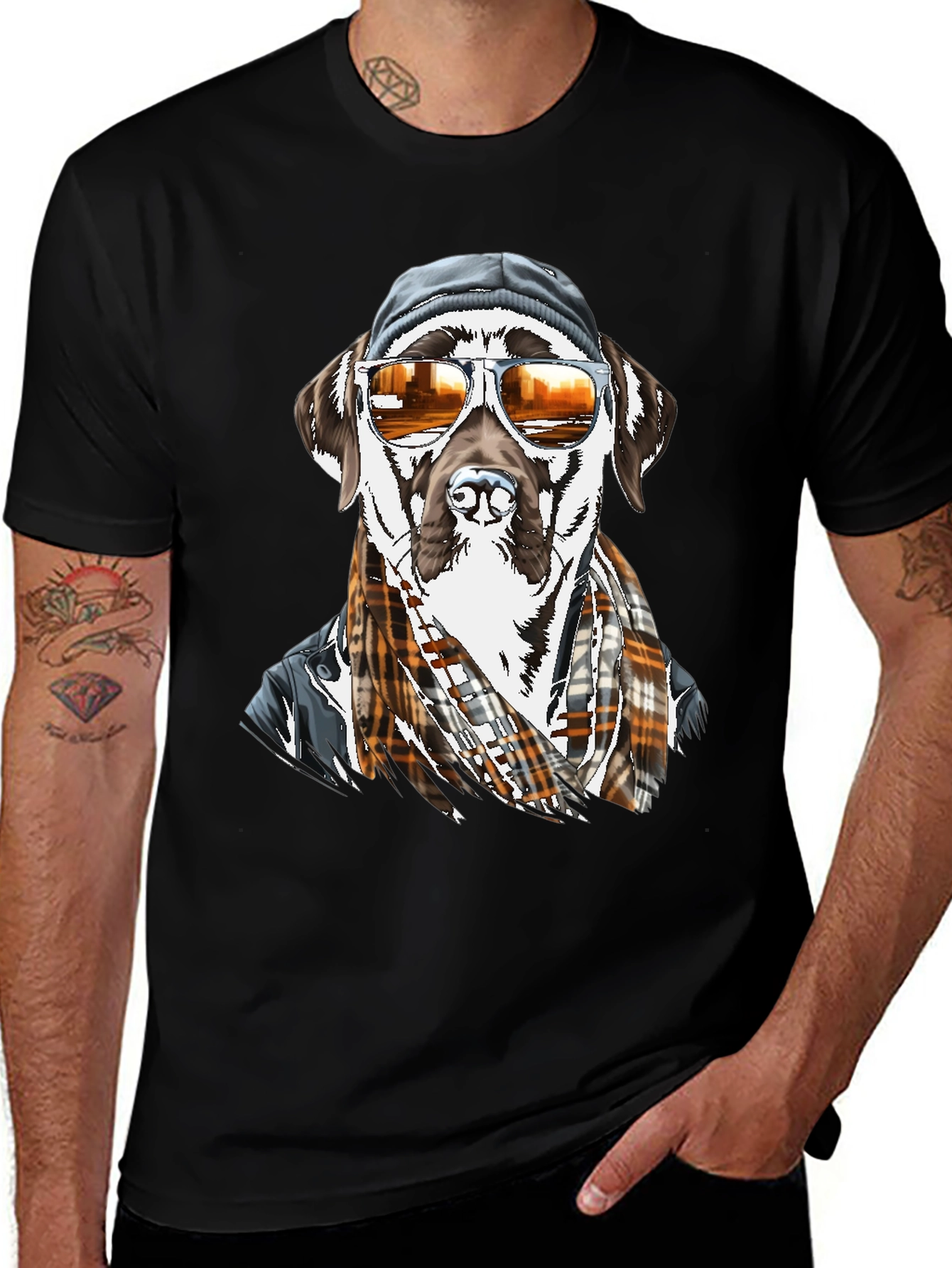 Variant 8 of Cool Dog Graphic Tee - Black Cotton Blend