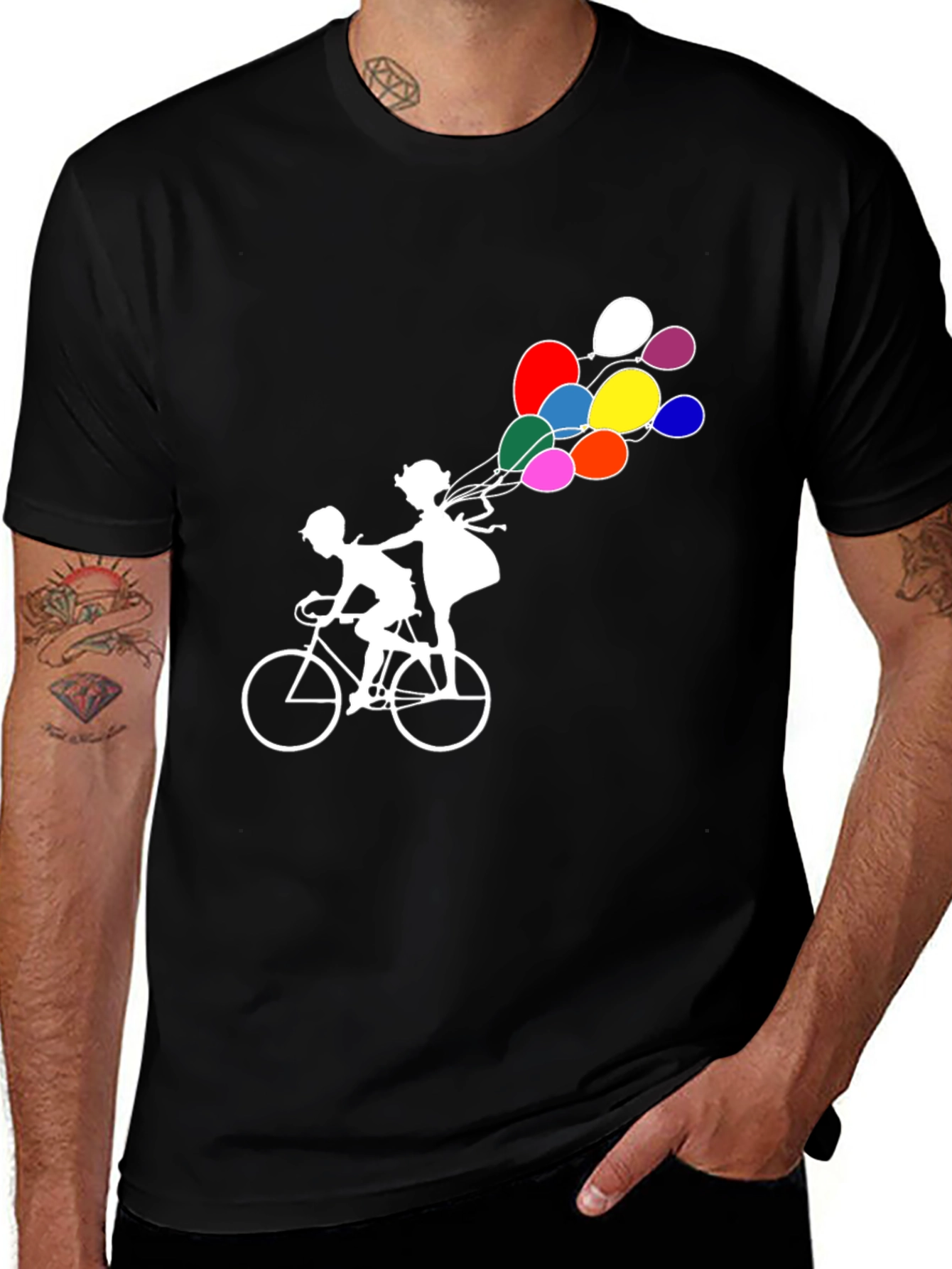 Variant 8 of Black T-Shirt w/ Kids on Bike Graphic