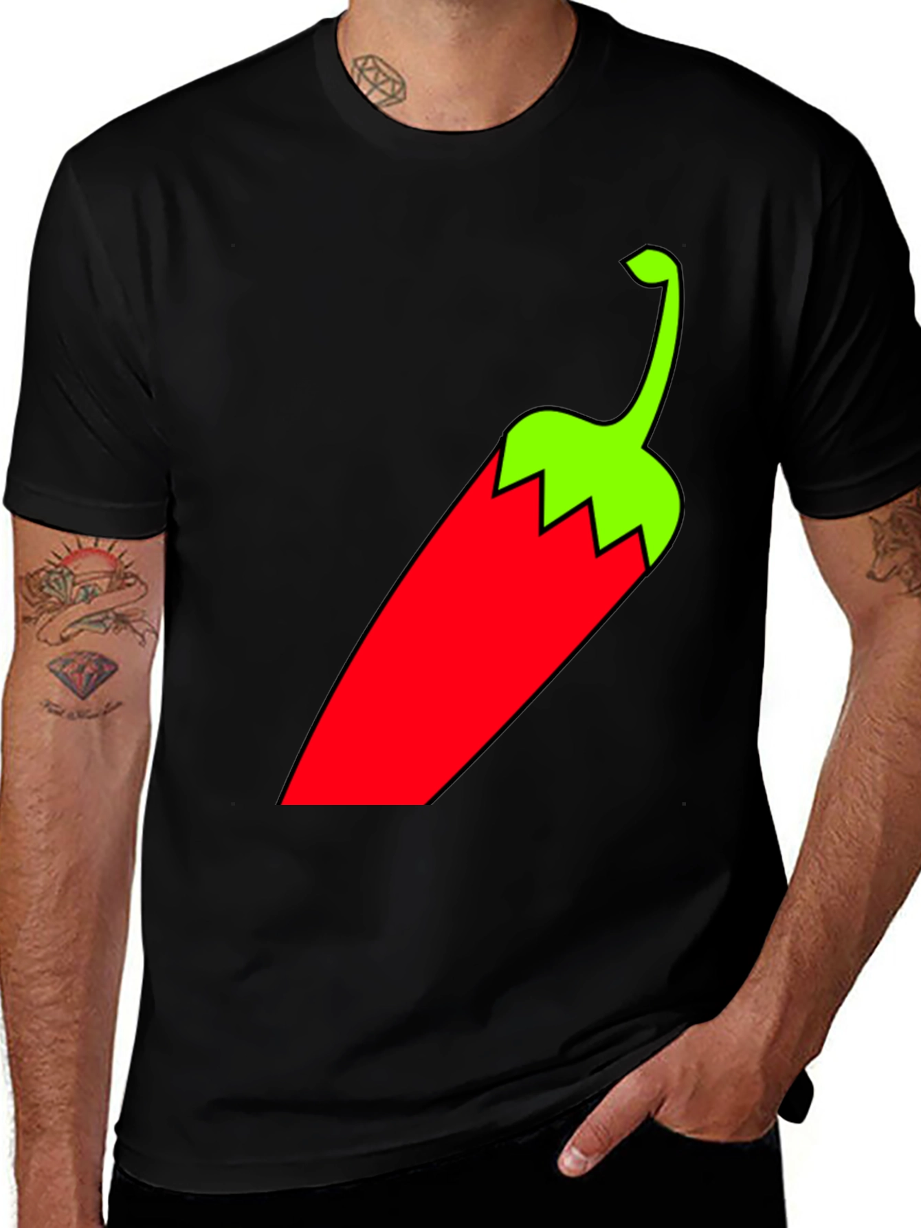 Variant 17 of Chili Pepper Graphic Tee - Bold Black T-Shirt
