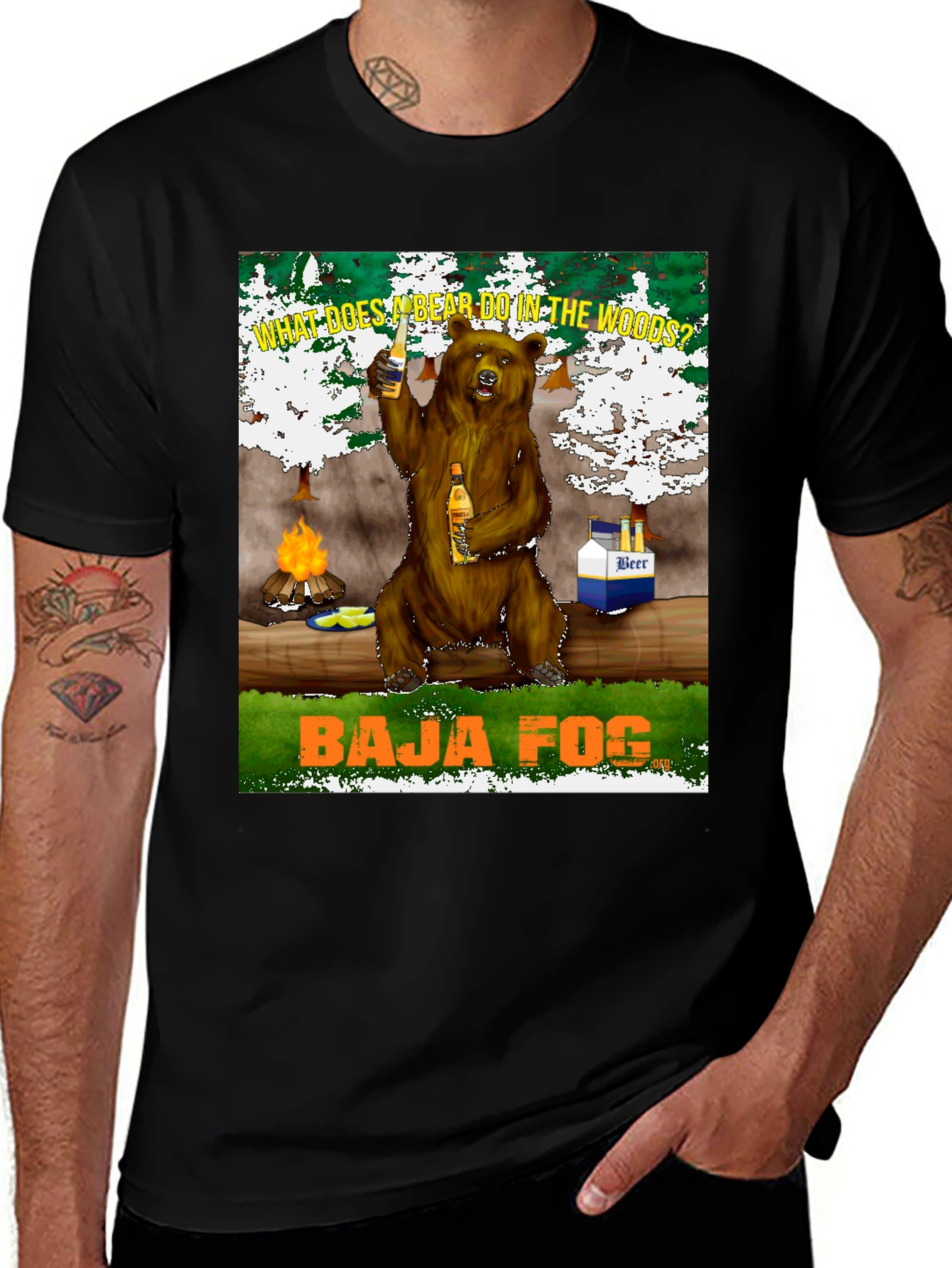 Variant 8 of Baja Fog Bear in the Woods T-Shirt