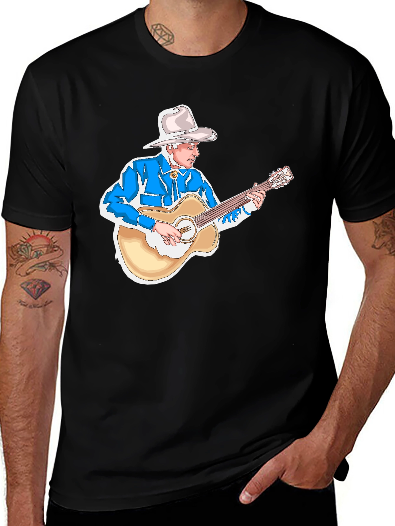 Variant 18 of Cowboy Guitarist Black T-Shirt
