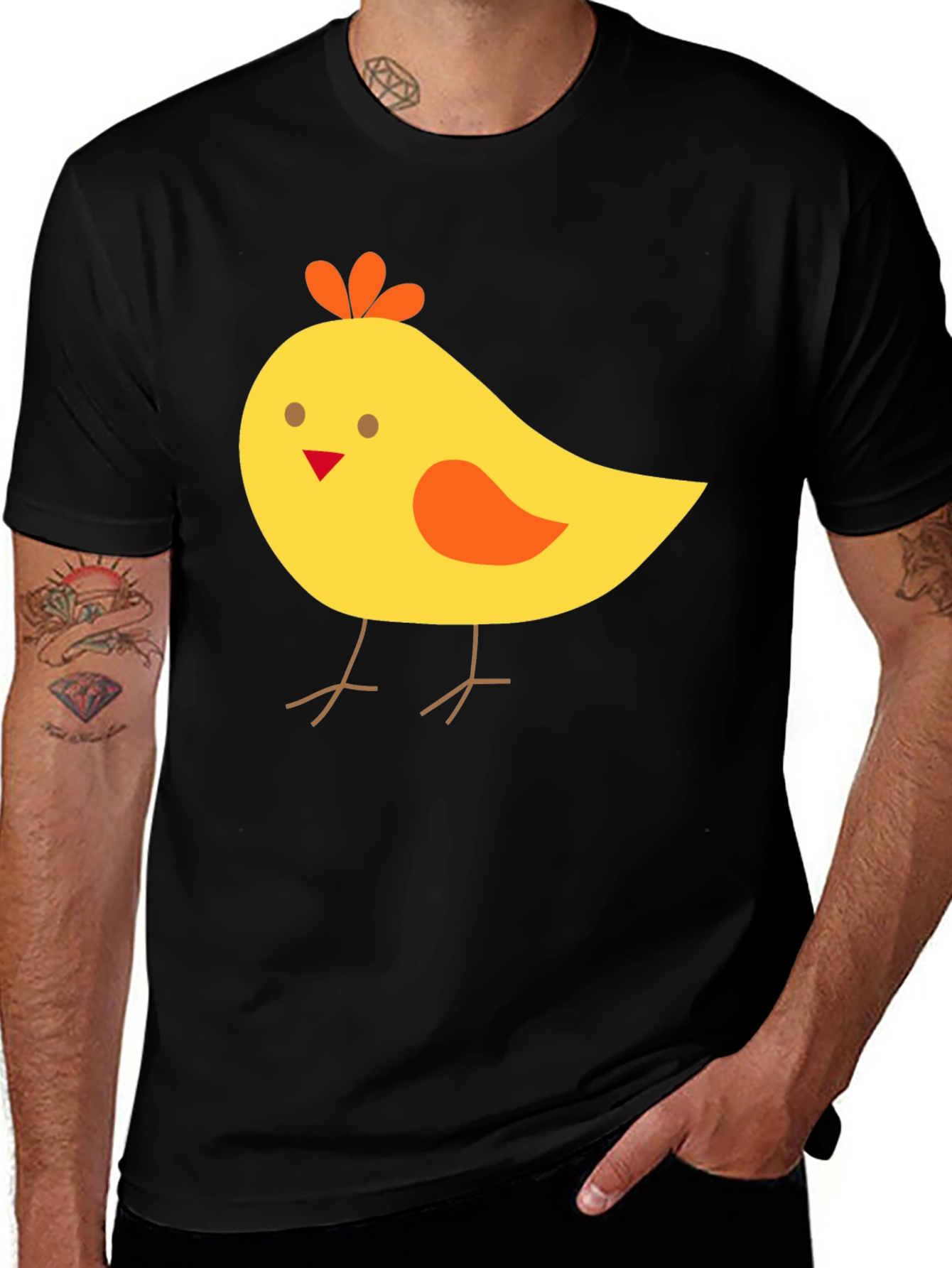 Variant 20 of Cute Chick Graphic Tee - Black Cotton T-Shirt