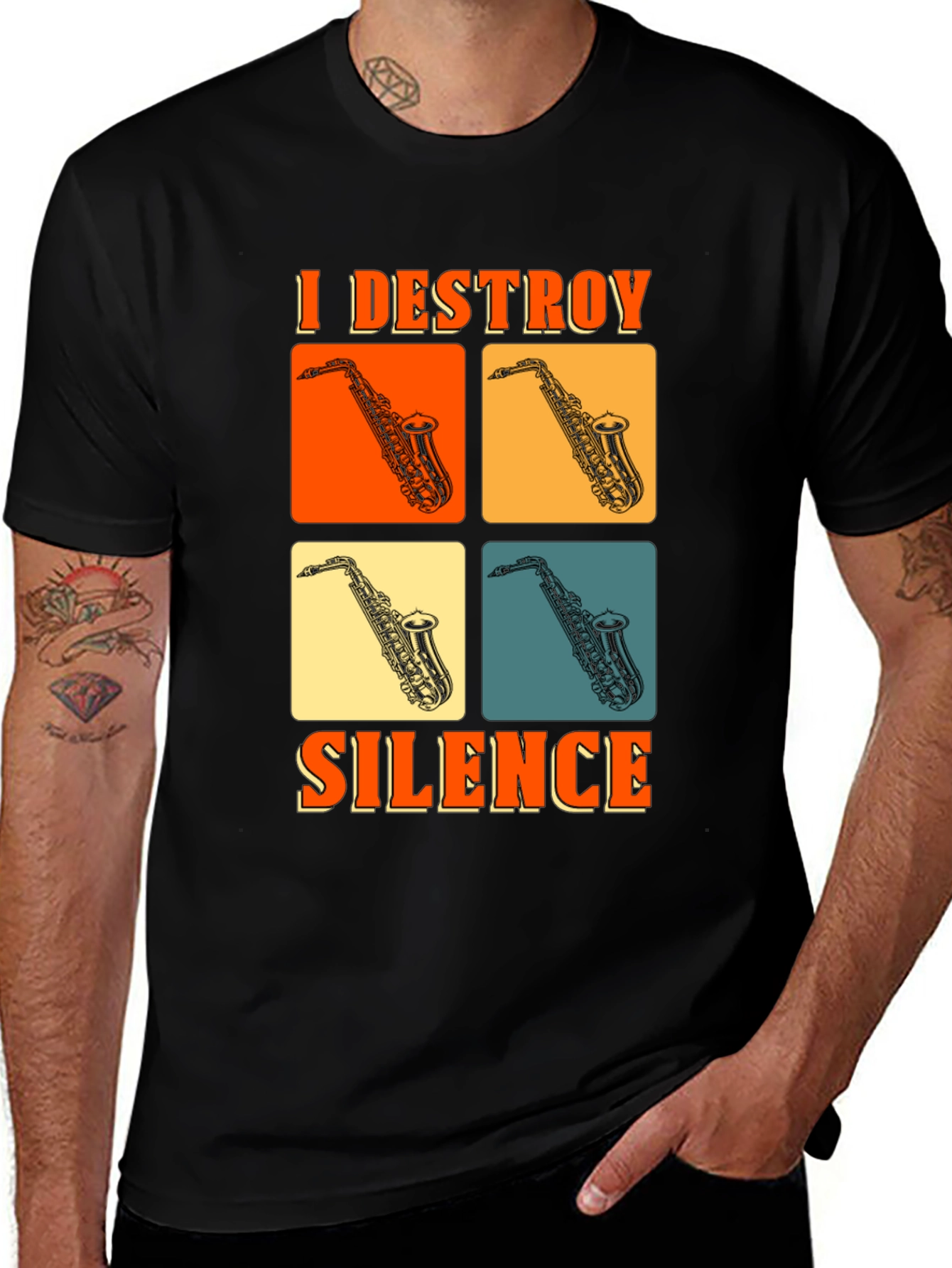 Variant 20 of I Destroy Silence Saxophone Graphic T-Shirt
