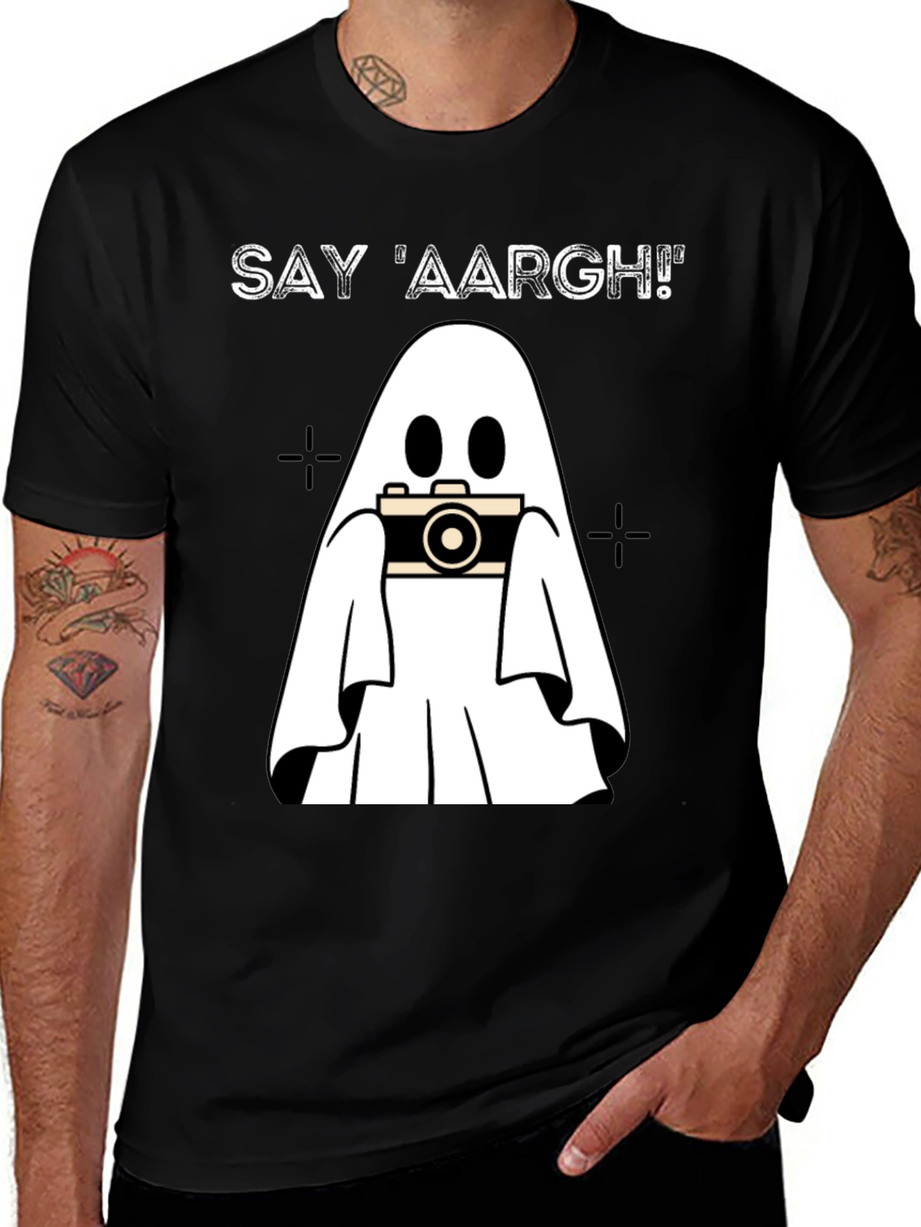 Ghost Photographer T-Shirt - Say 'AARGH!'