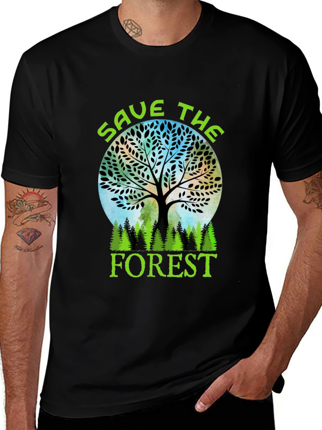 Variant 25 of Save the Forest Black Graphic Tee