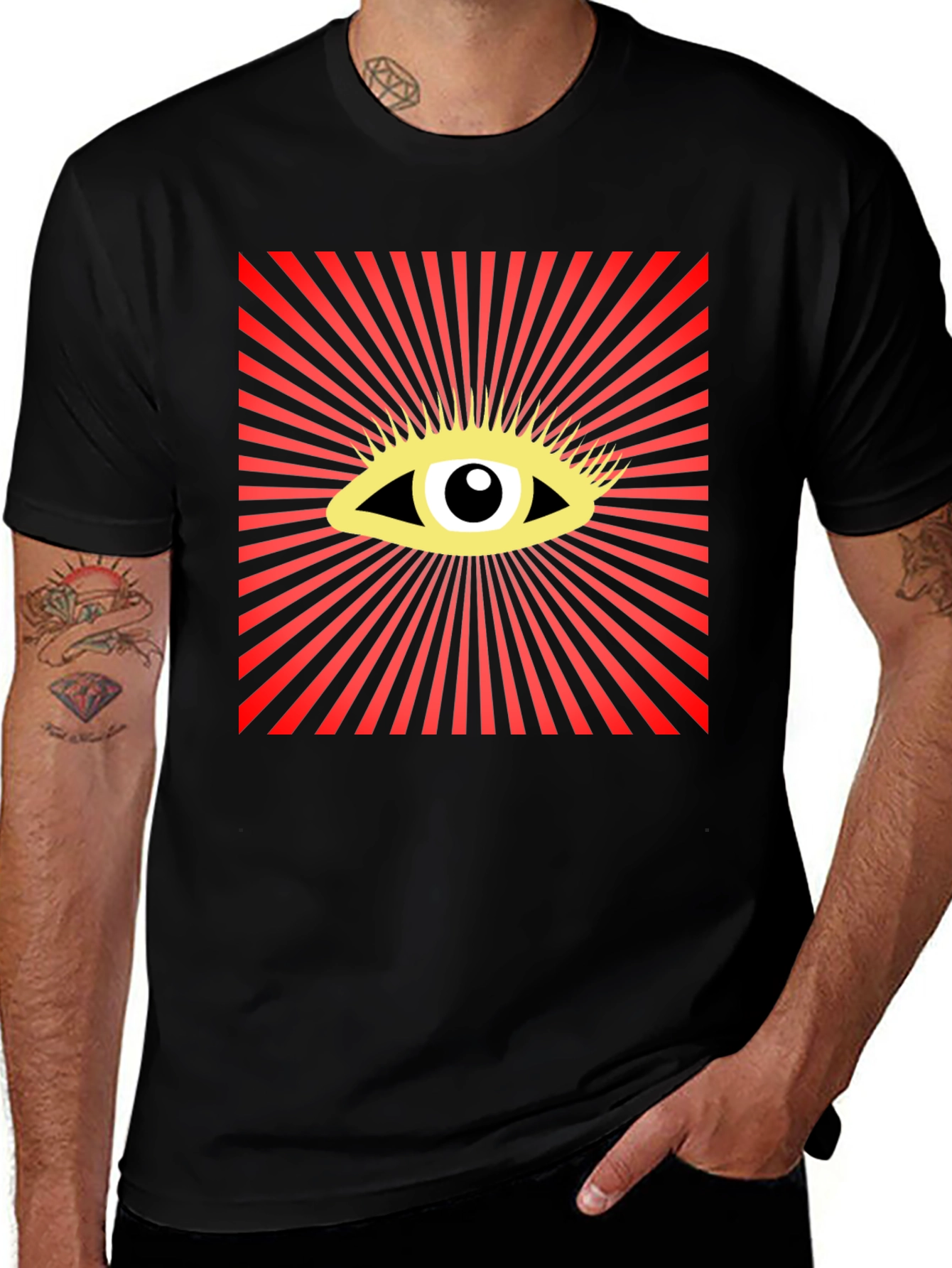 Variant 14 of Eye Graphic T-Shirt - Red Burst Design