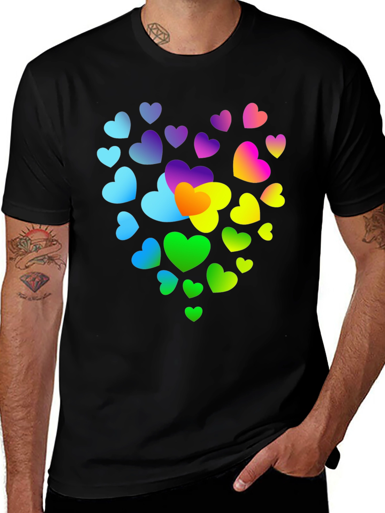 Variant 19 of Rainbow Heart T-Shirt - Colorful Graphic Tee