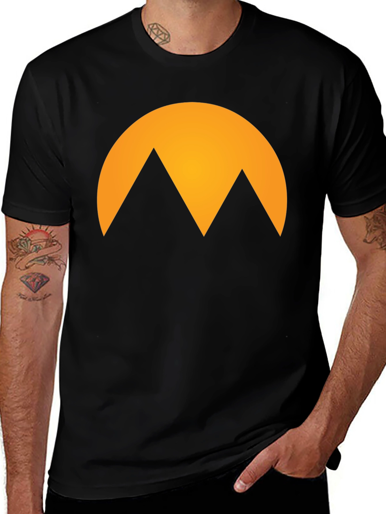 Variant 22 of Modern Graphic Tee - Sunset Peak Design, Black Cotton