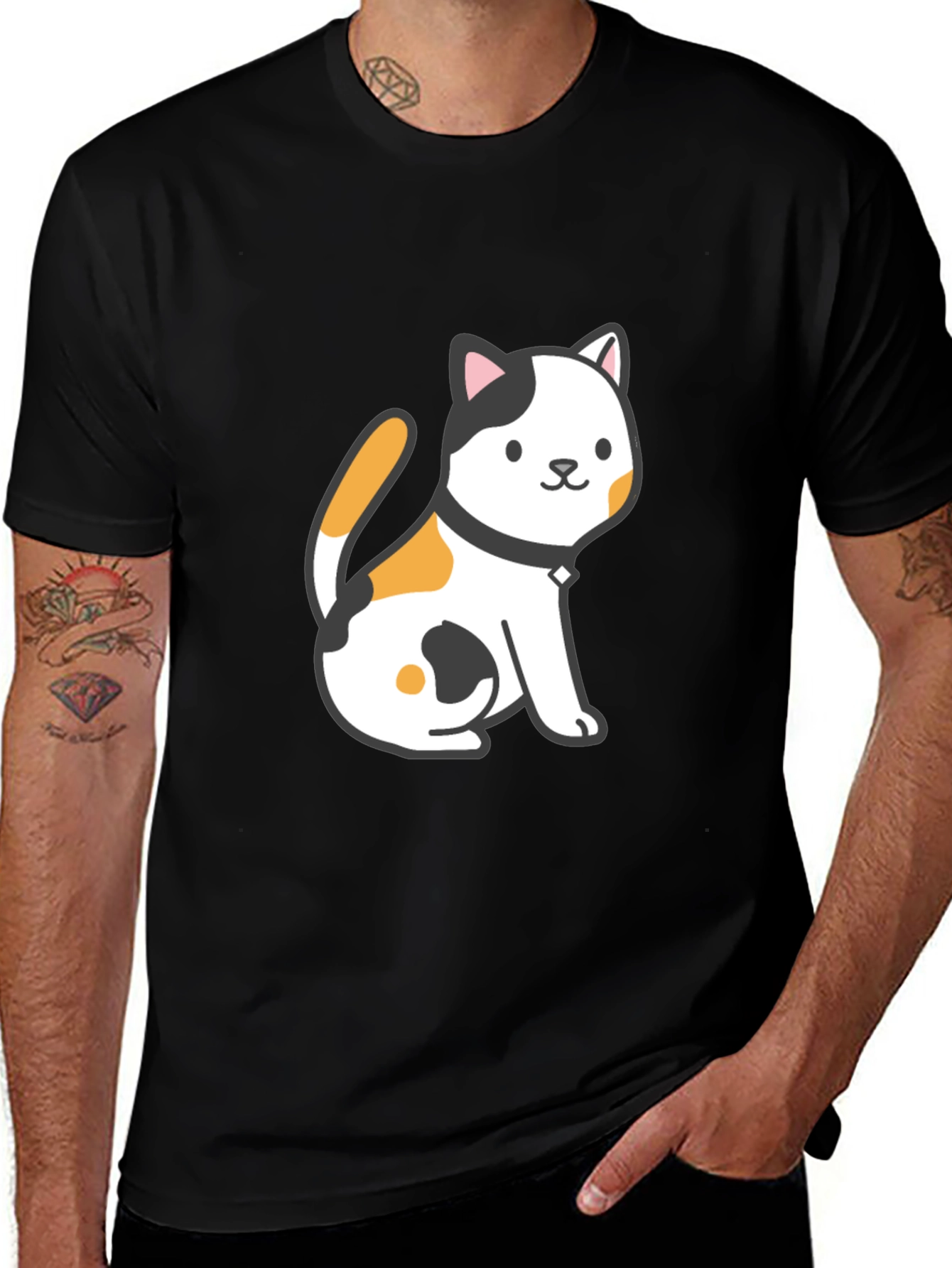 Variant 23 of Cute Cat Graphic Tee - Black Unisex T-Shirt