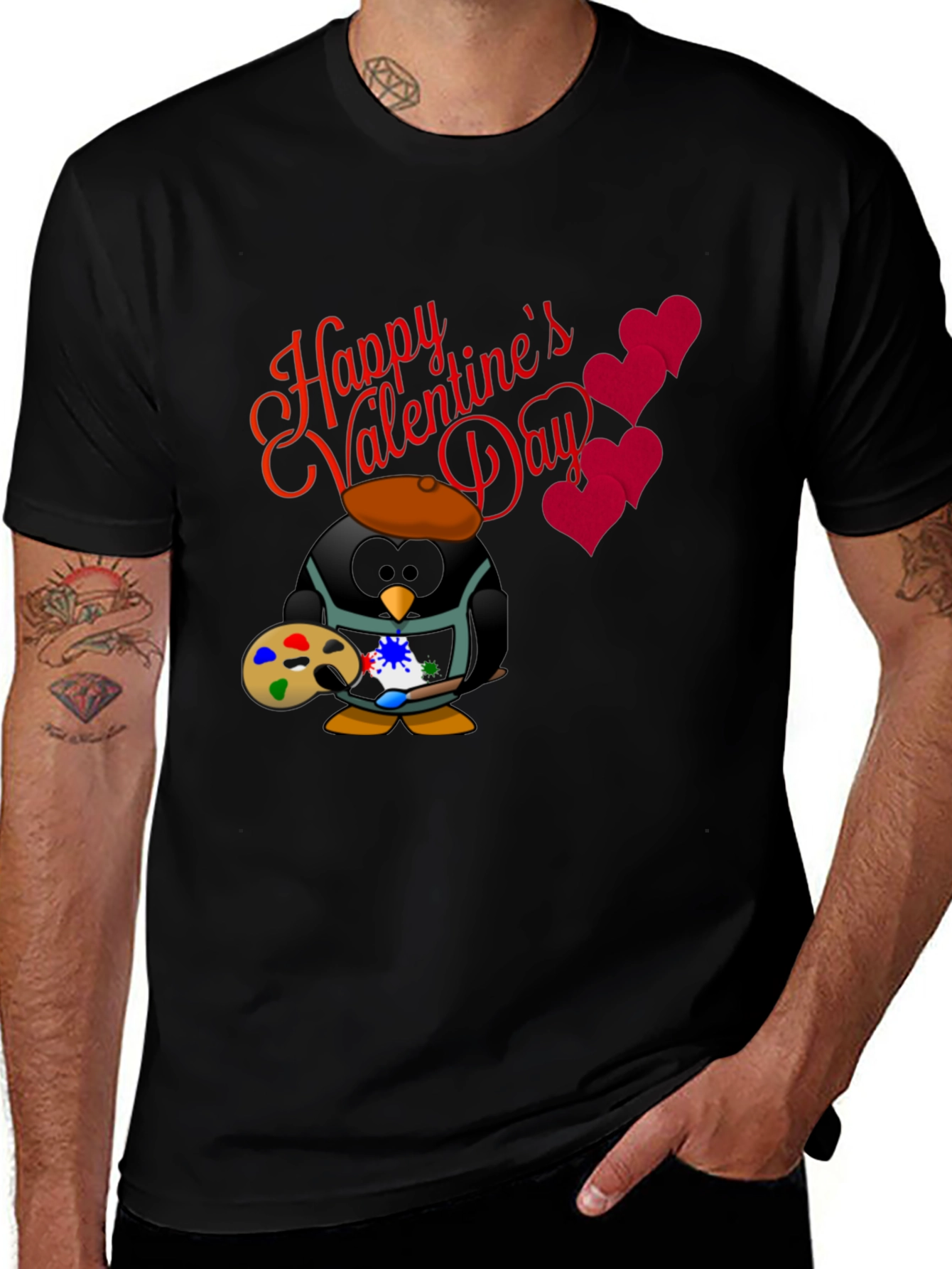 Penguin Painter Valentine's Day T-Shirt