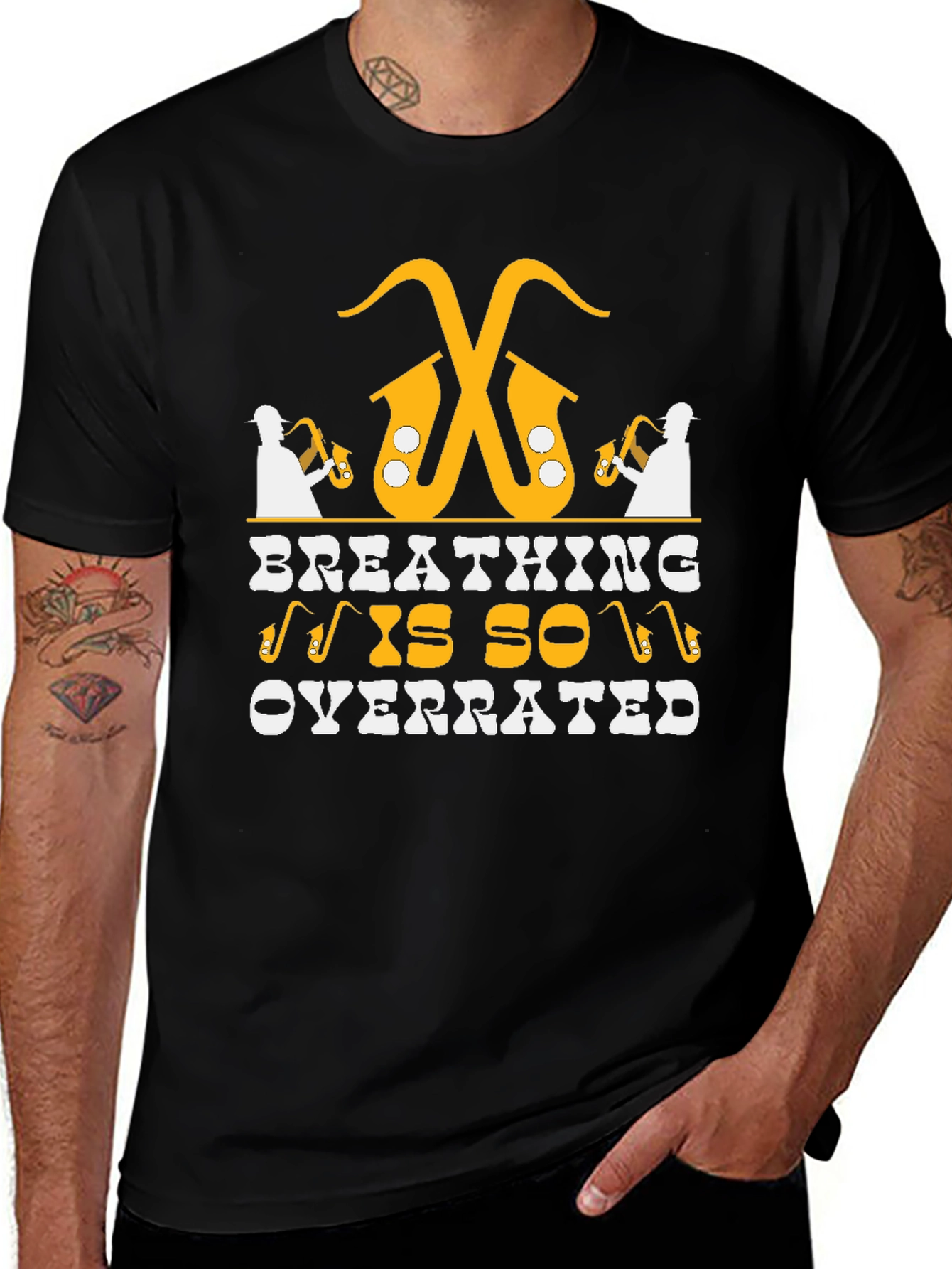Variant 7 of Breathing is Overrated Saxophone T-Shirt