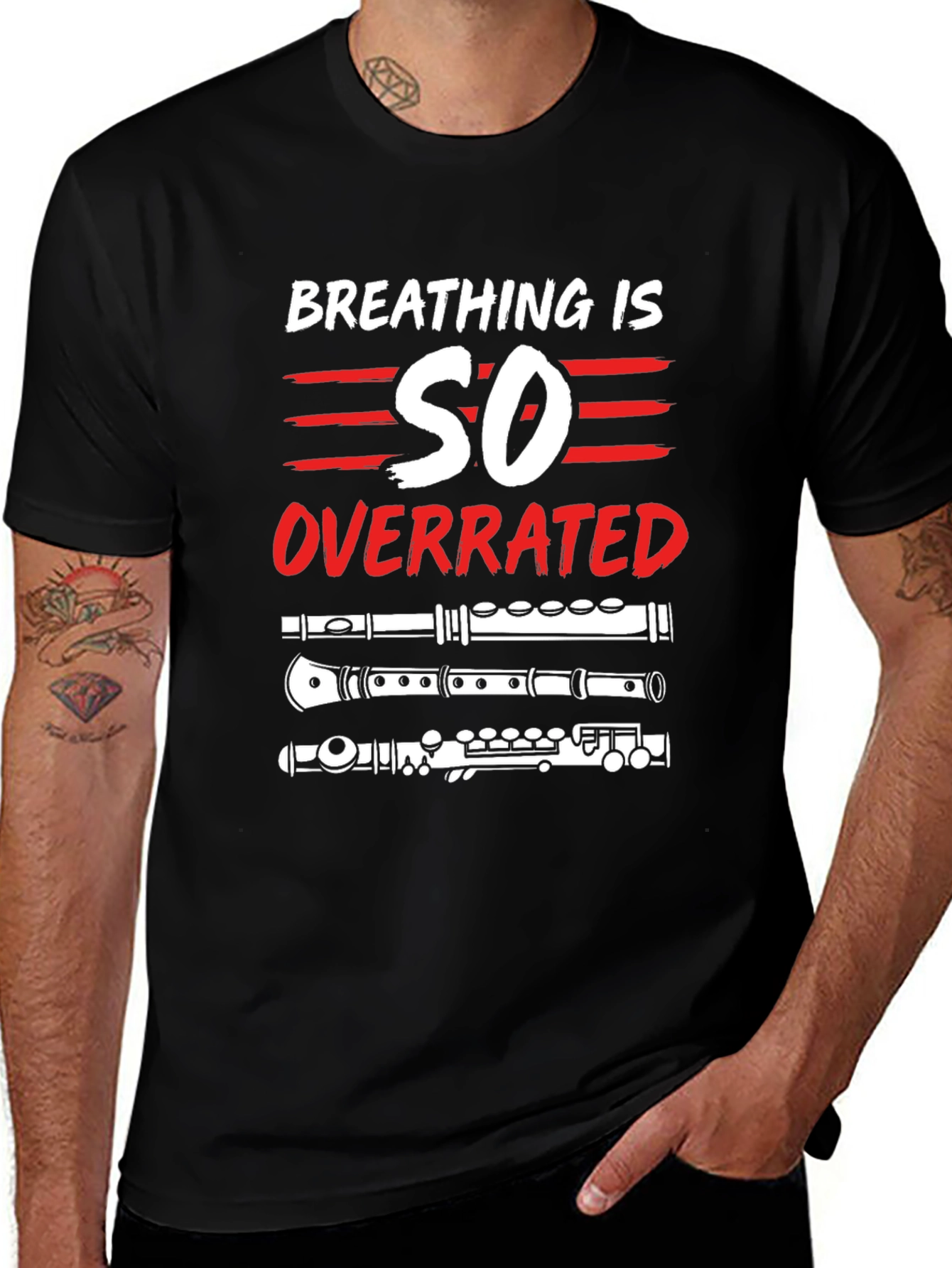Variant 9 of Breathing is Overrated Flute Player T-Shirt