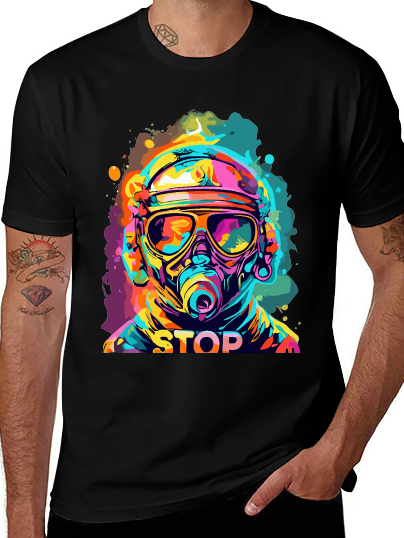 Colorful "STOP" Graphic Tee