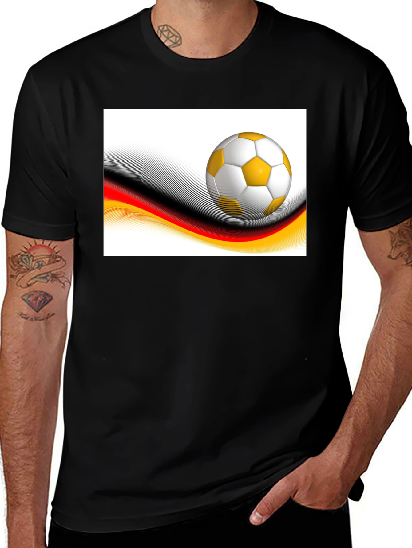 Variant 9 of Soccer Ball Graphic Tee - Black Casual T-Shirt