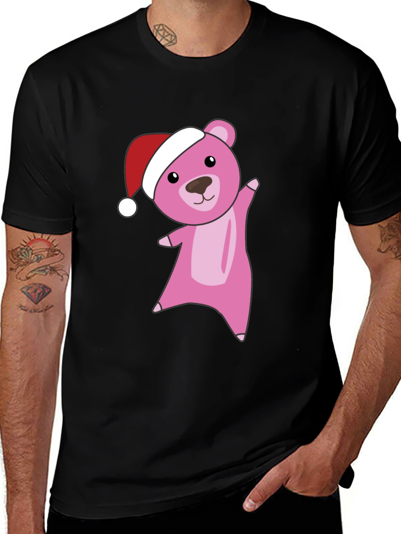 Variant 26 of Festive Pink Bear Graphic Tee - Holiday Cheer