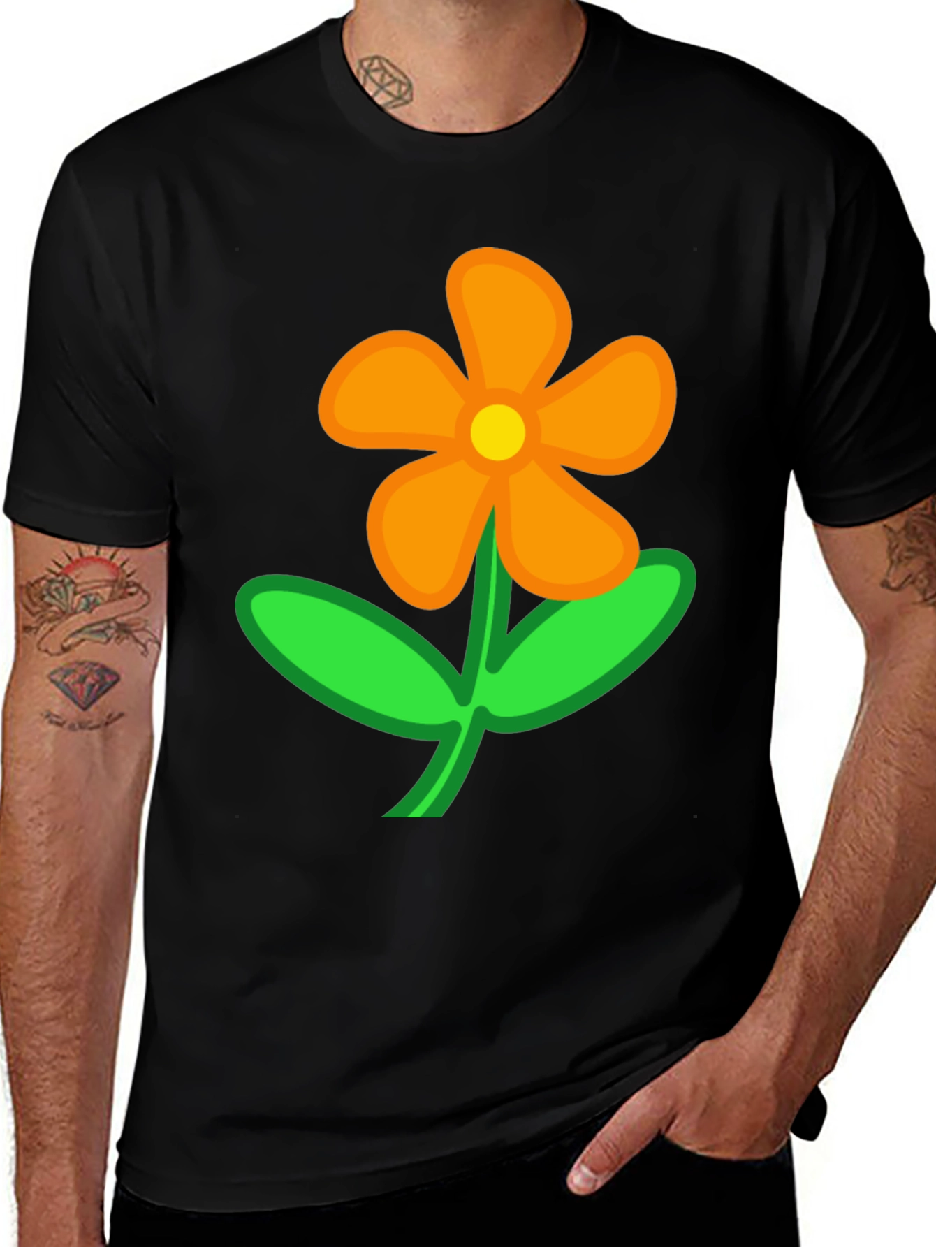 Variant 17 of Black Flower T-Shirt - Casual Cotton Tee
