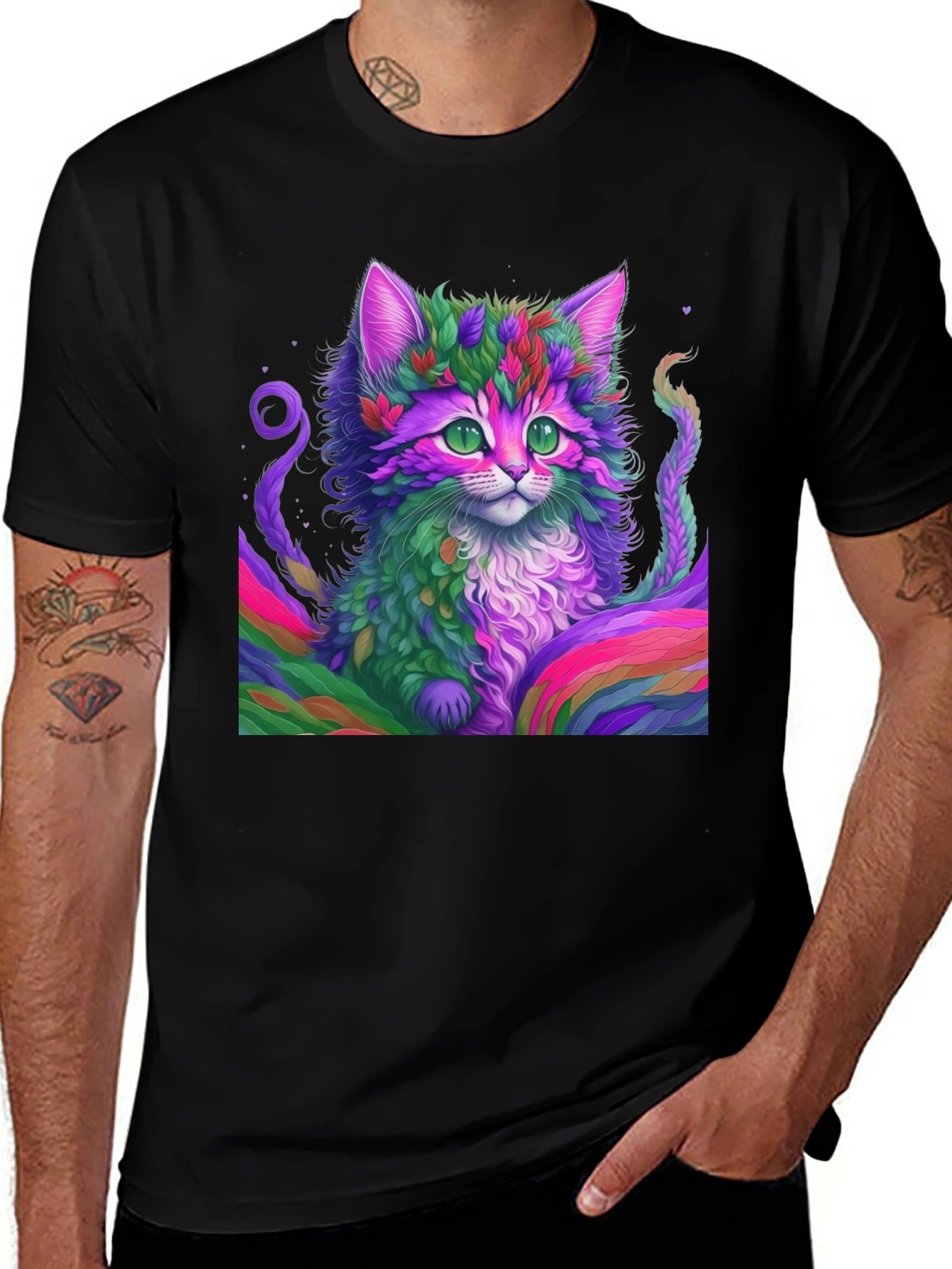 Variant 21 of Rainbow Cat Graphic Tee - Funky Animal Lover Shirt