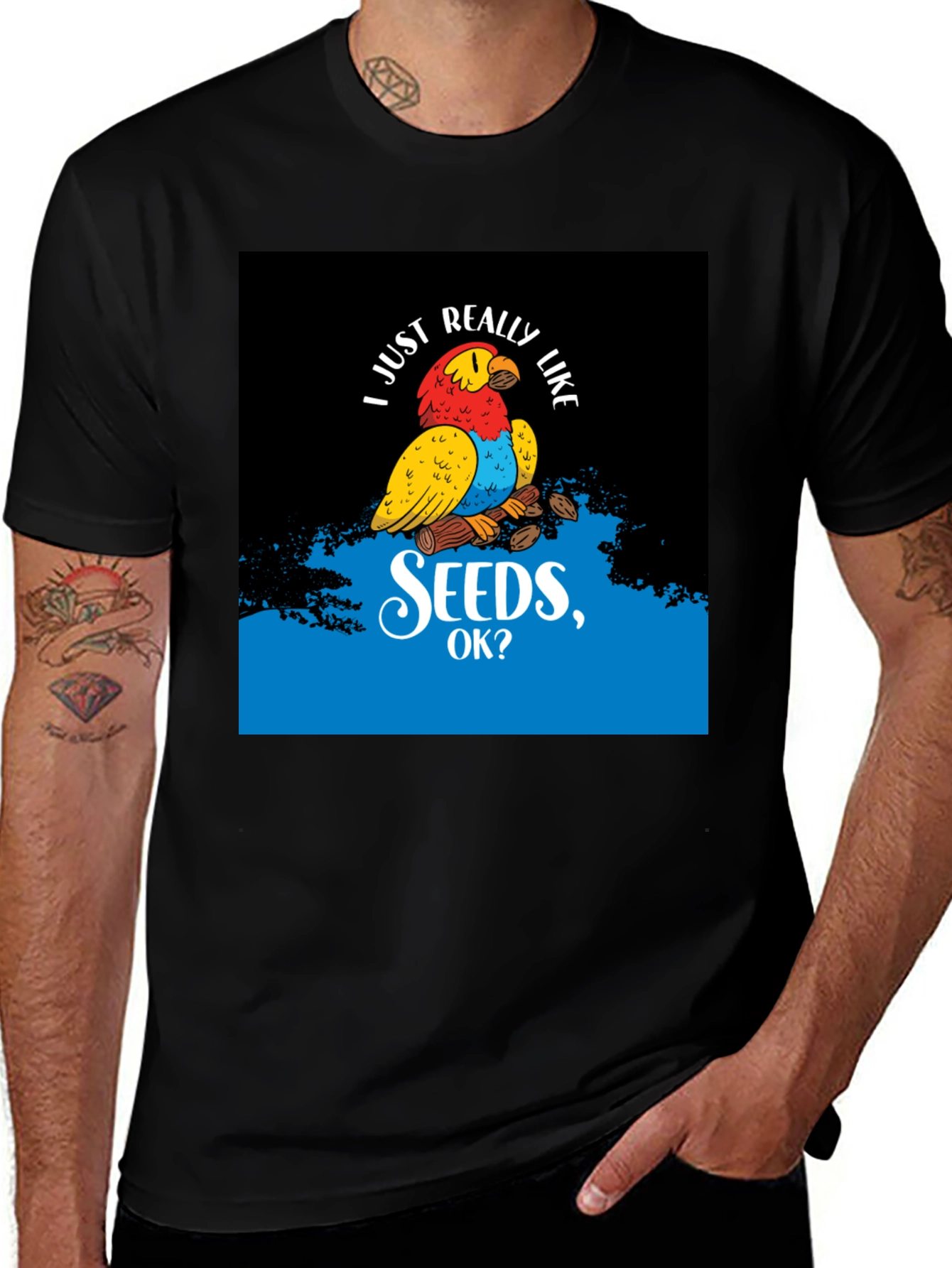 Variant 9 of Parrot Lover Tee - I Just Really Like Seeds, OK?