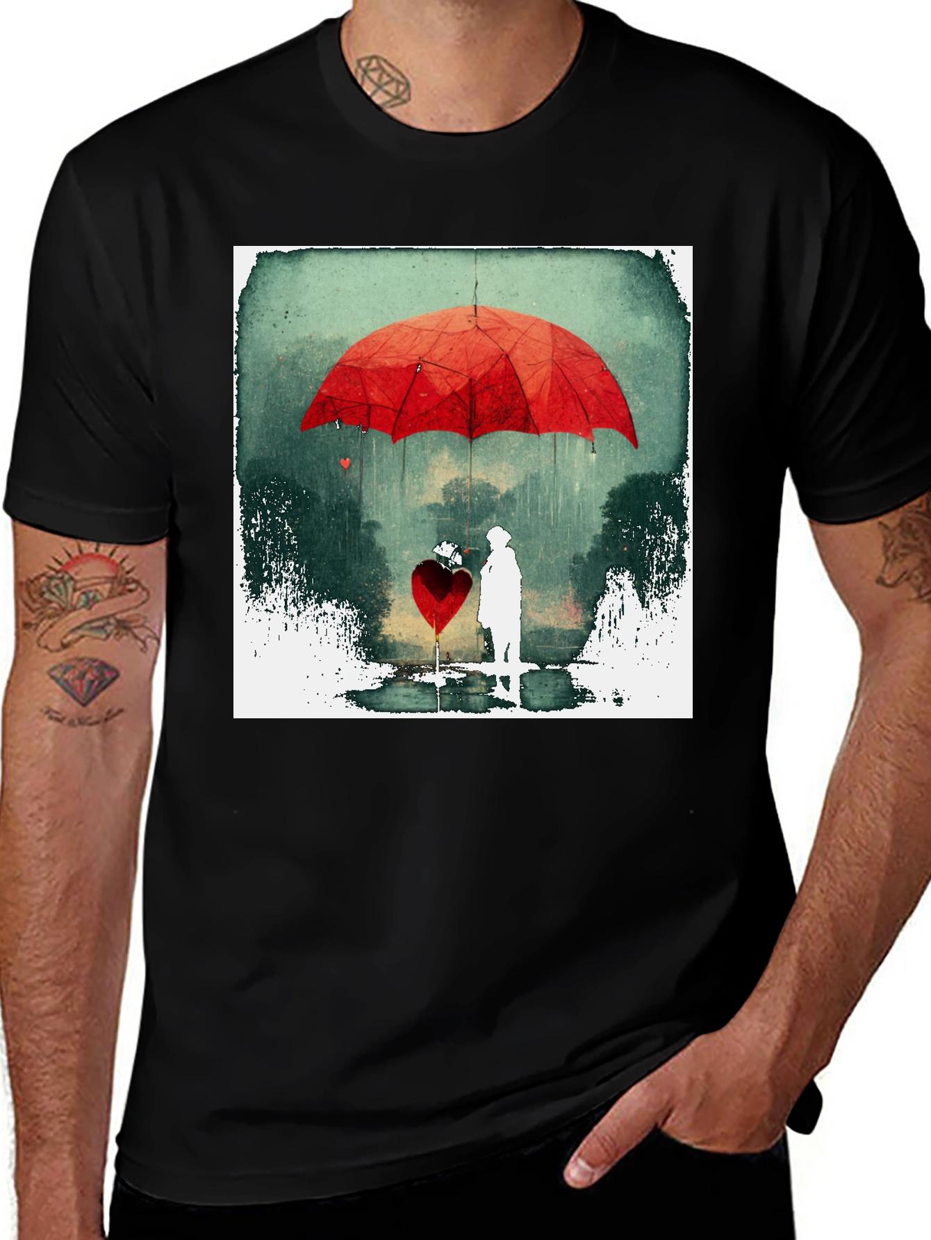 Variant 16 of Romantic Red Umbrella Heart T-Shirt