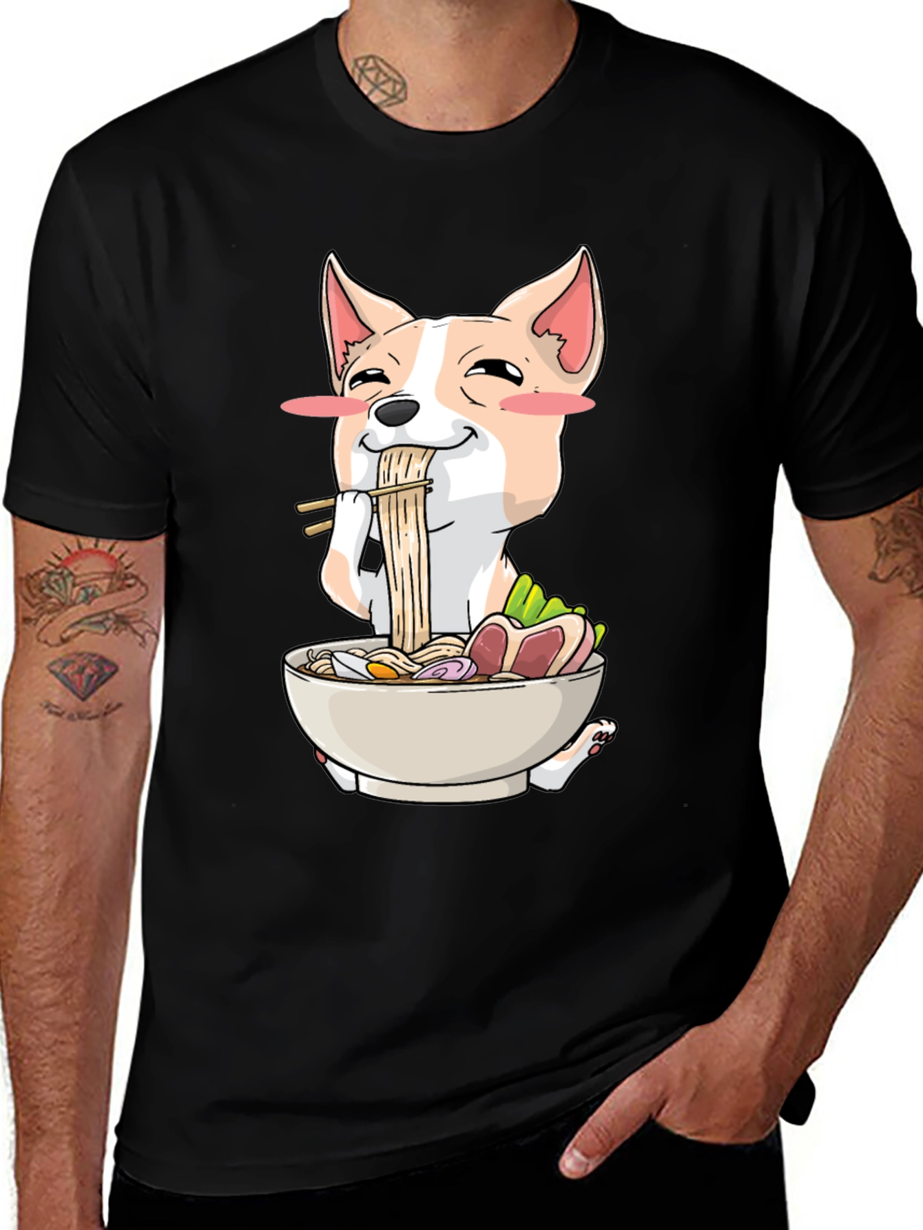 Variant 21 of Cute Dog Eating Ramen Graphic T-Shirt