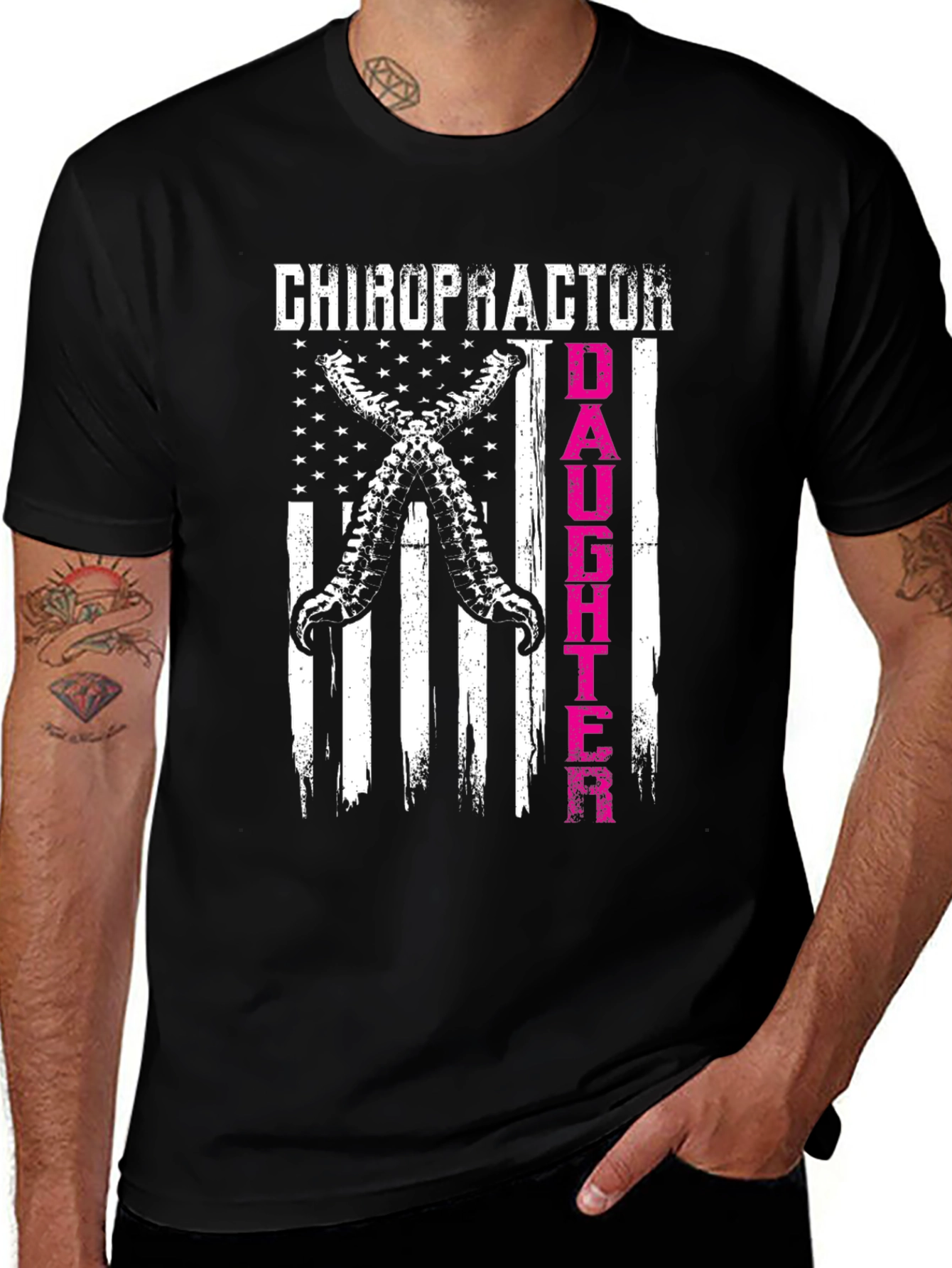 Variant 10 of Chiropractor Daughter American Flag Graphic T-Shirt