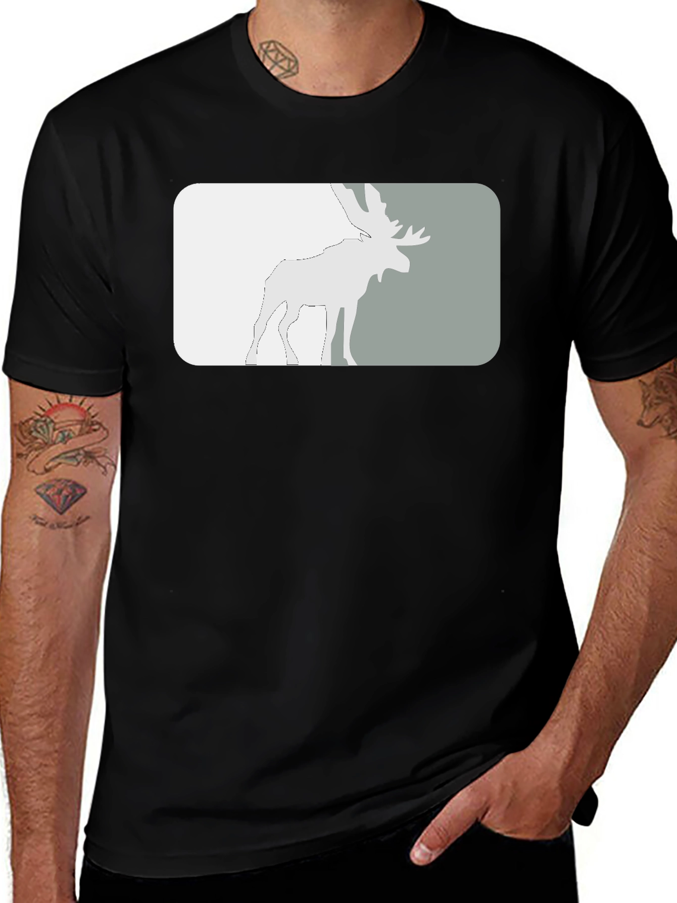 Variant 14 of Moose Silhouette Graphic Tee - Black