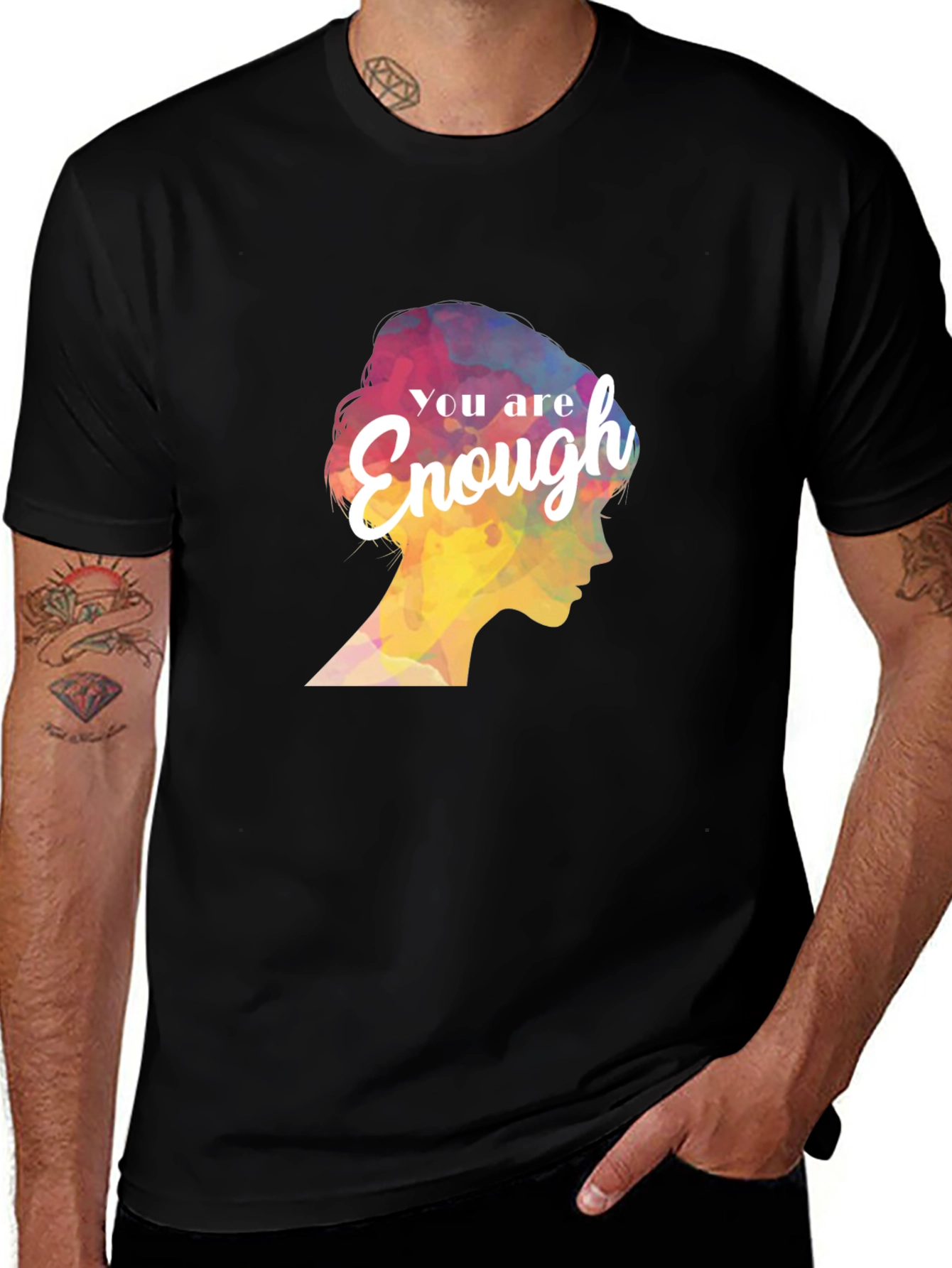Variant 18 of You Are Enough Graphic Tee - Black T-Shirt