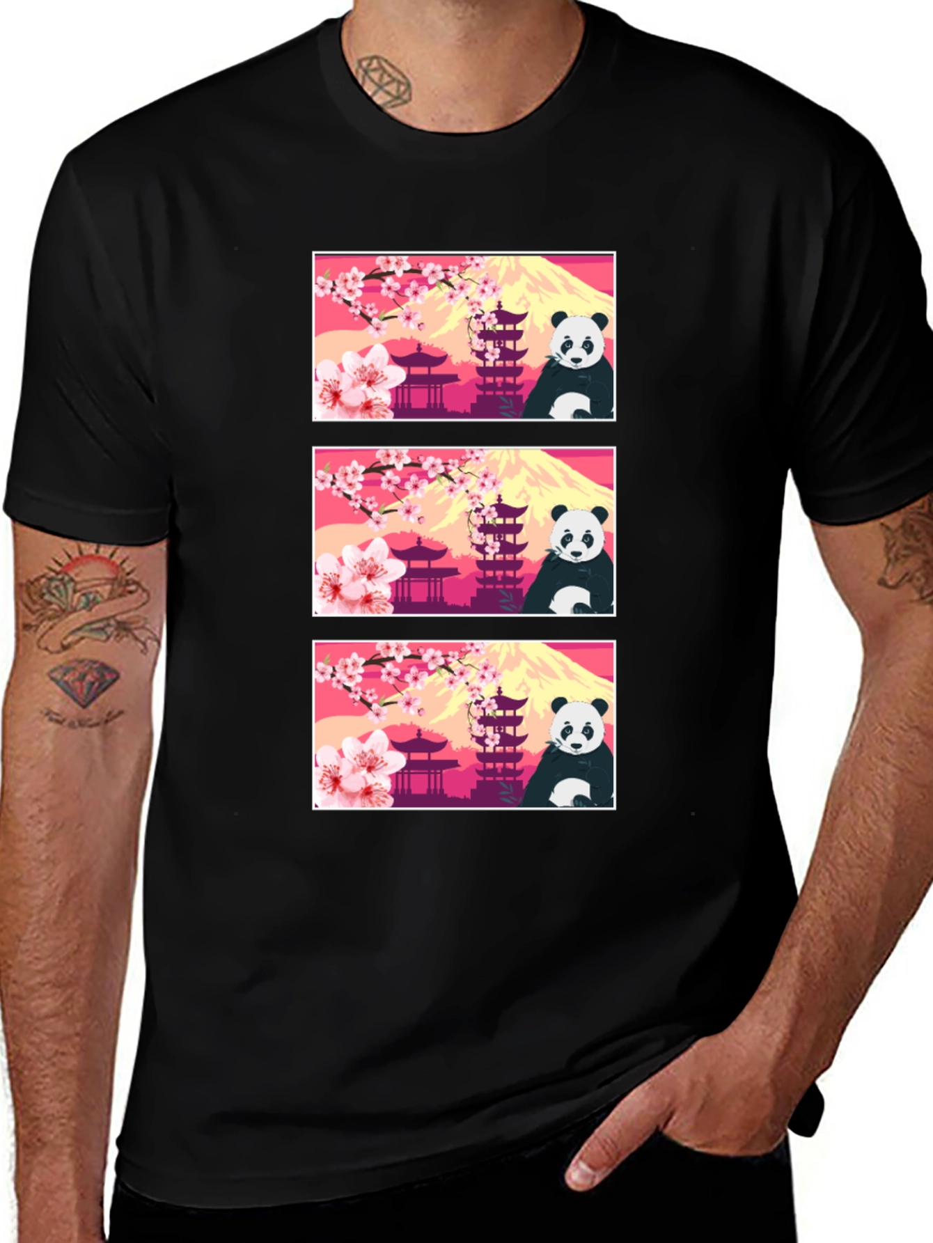 Variant 21 of Panda & Japanese Landmark T-Shirt