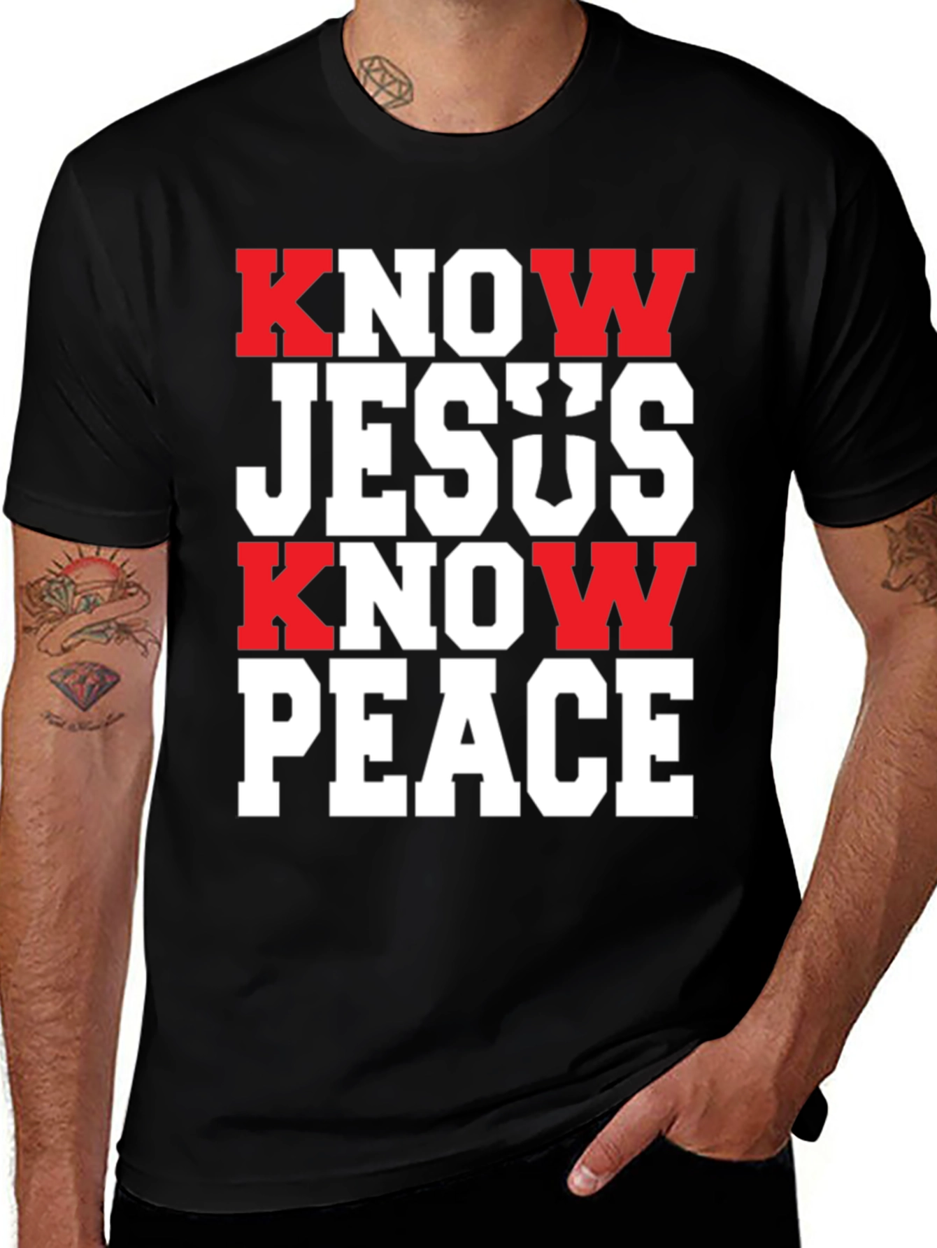 Know Jesus Know Peace Black T-Shirt