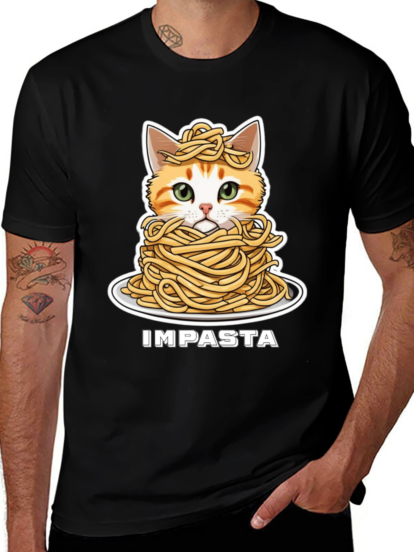 Variant 20 of Impasta Cat Graphic T-Shirt - Funny Cute Pet Tee