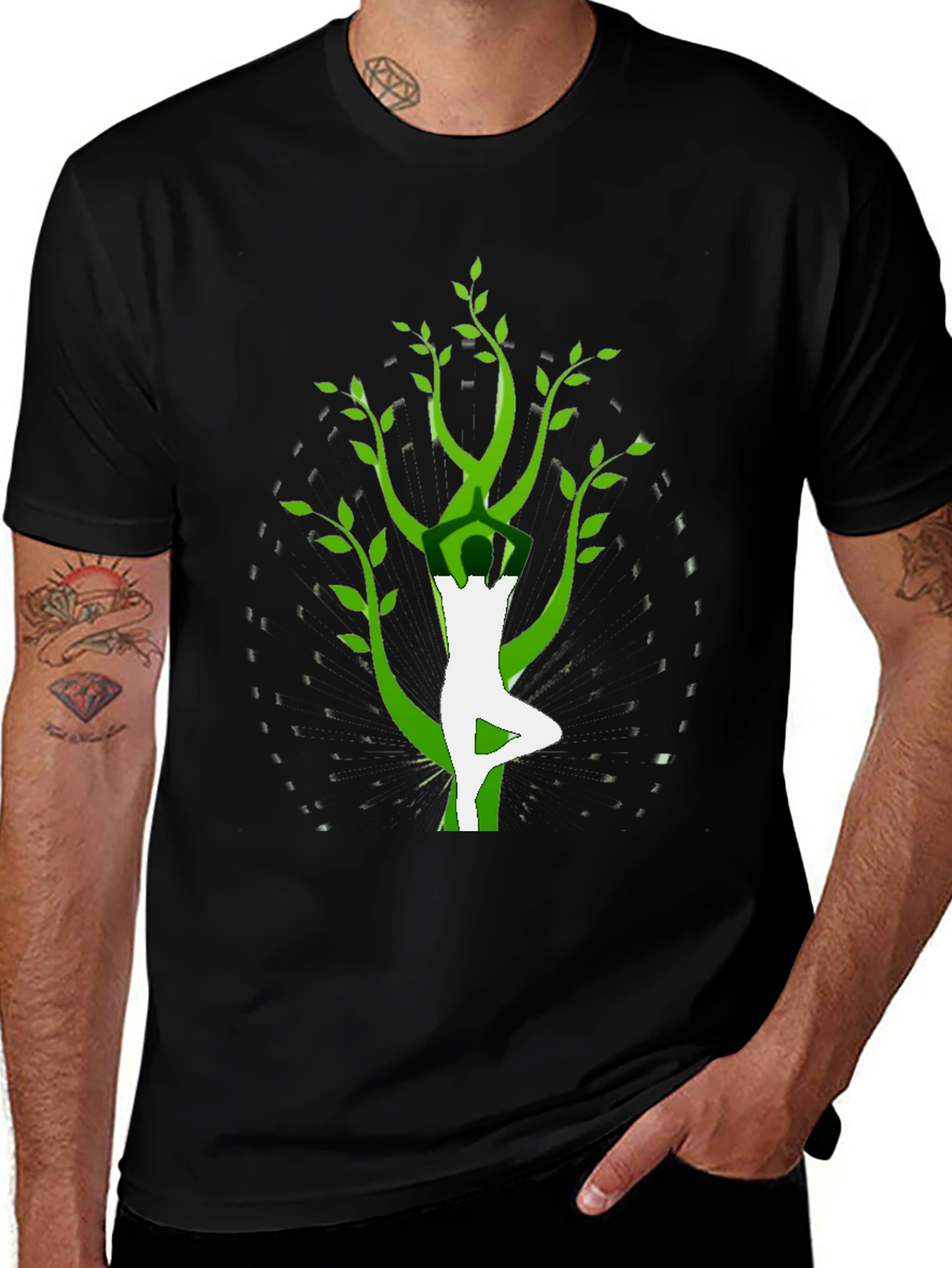 Variant 9 of Yoga Tree Pose Graphic Tee - Black