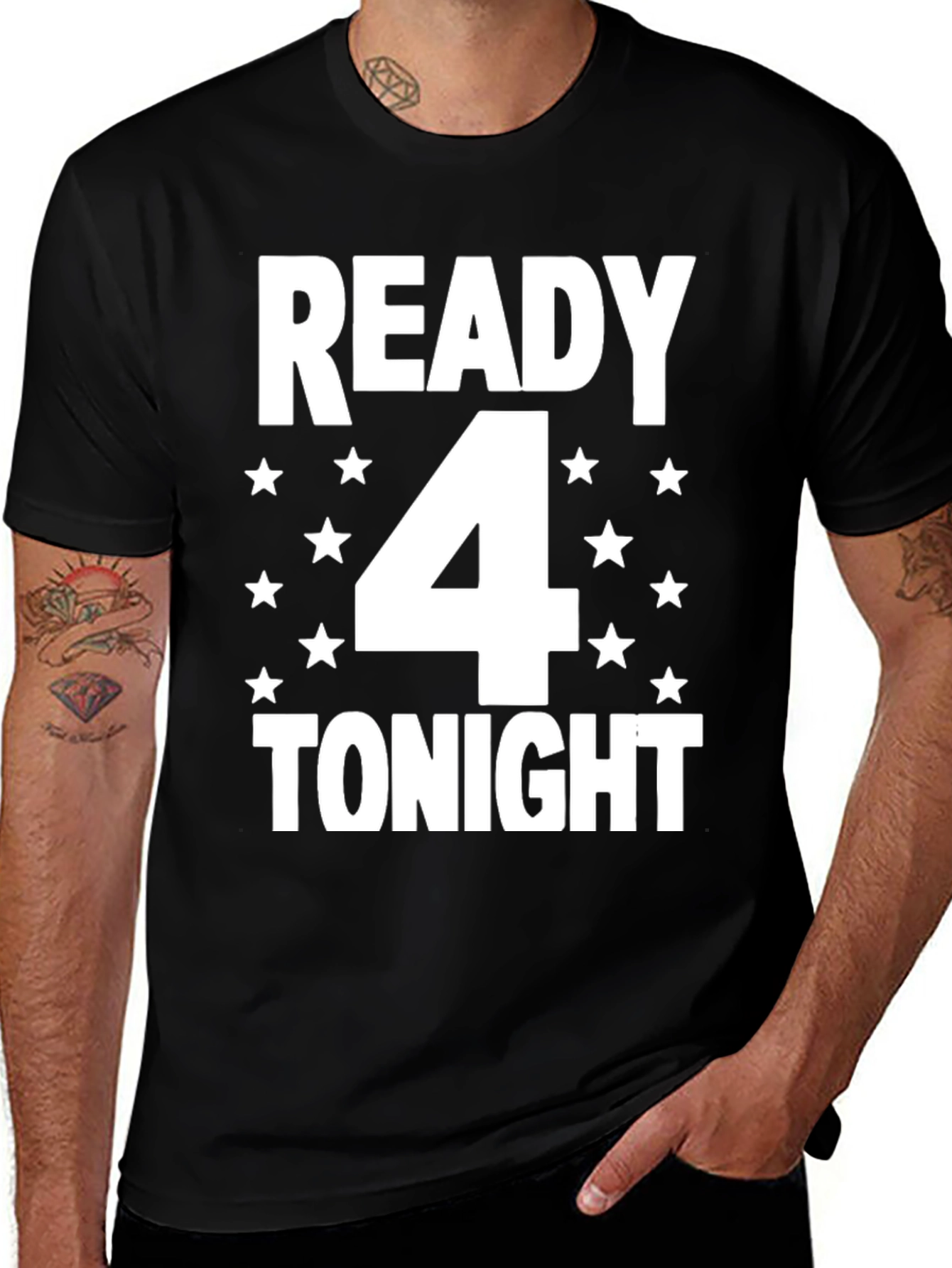 Variant 9 of Ready 4 Tonight Graphic Tee - Black Cotton T-Shirt