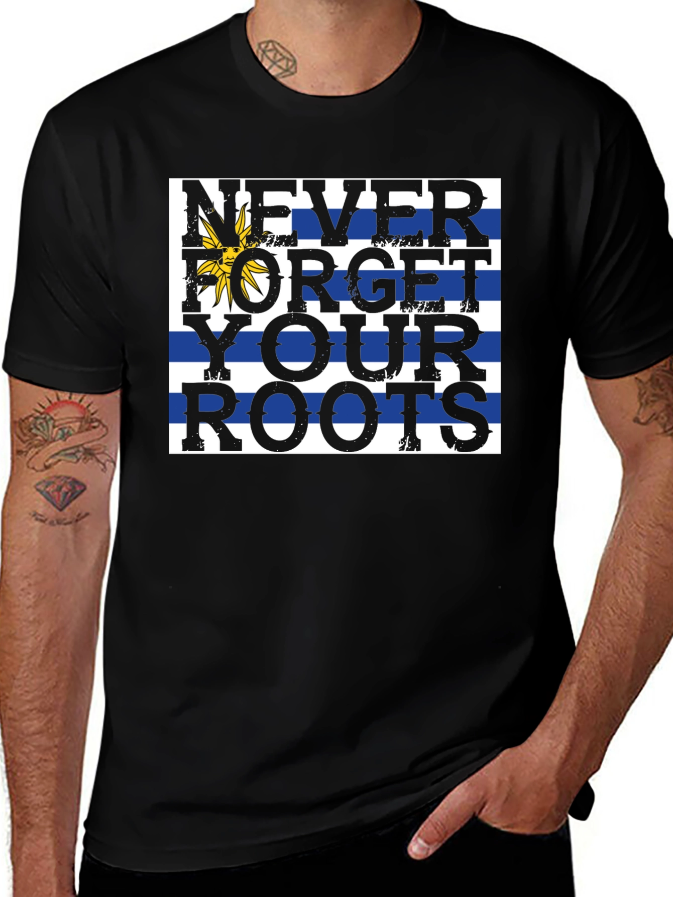Never Forget Roots T-Shirt - Uruguay Flag Tee