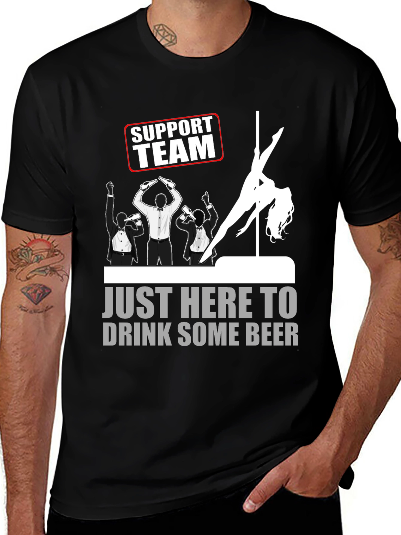 Black Support Team Drink Beer Graphic T-Shirt main image