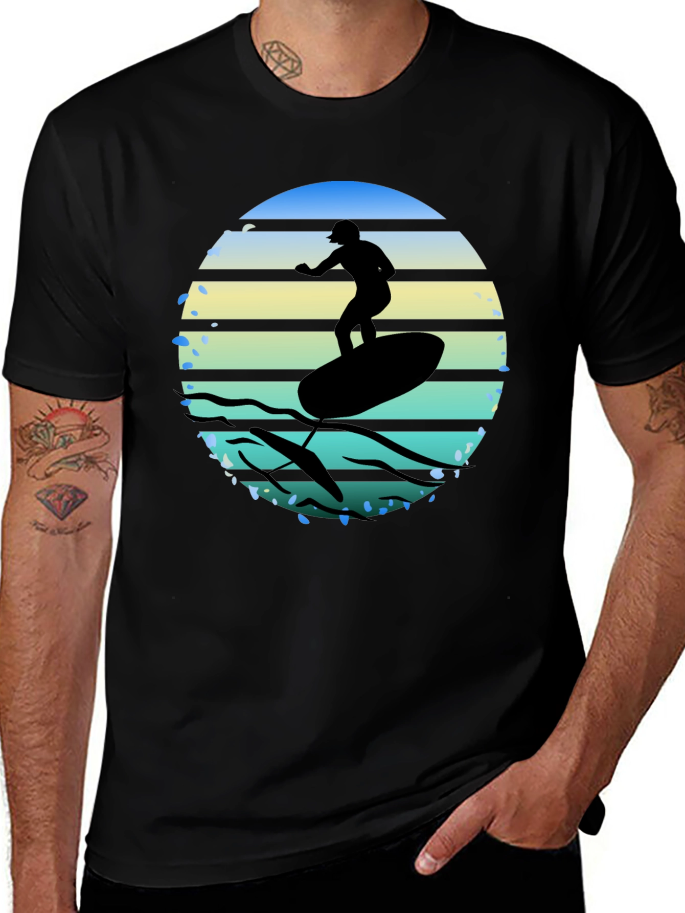 Variant 21 of Surfing Silhouette Graphic Tee